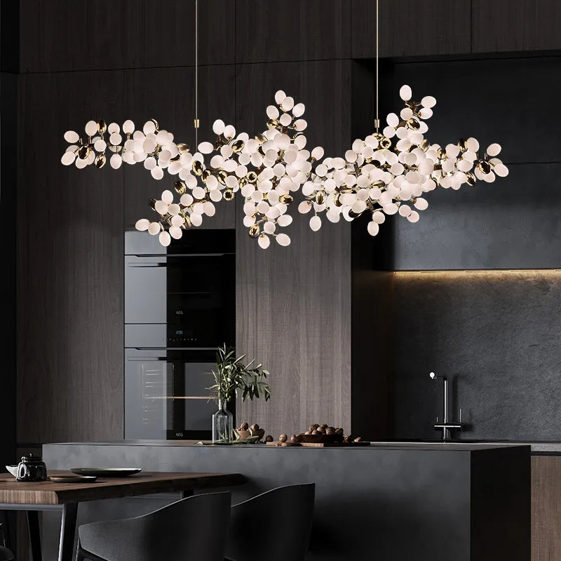 Zygote Luxury Glass Chandelier – French Gold & Copper Frame, Adjustable Modern LED Light for Dining Room & Living Spaces