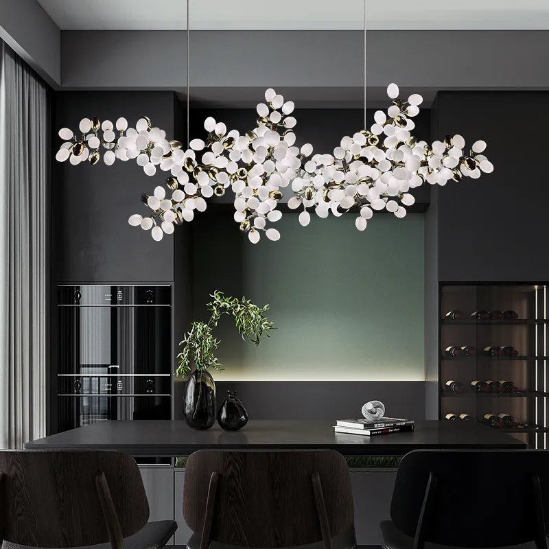 Zygote Luxury Glass Chandelier – French Gold & Copper Frame, Adjustable Modern LED Light for Dining Room & Living Spaces