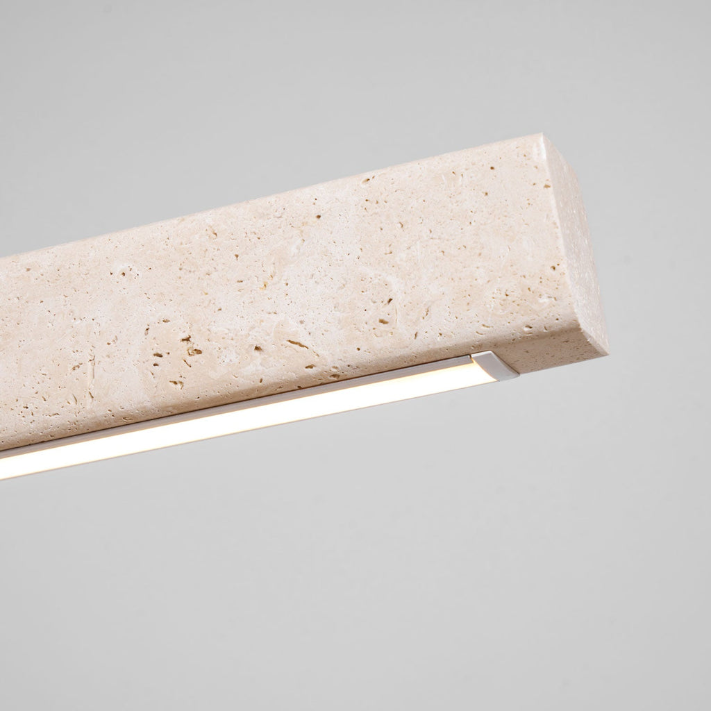 Linear Travertine Pendant Lamp | Dimmable, Adjustable Height & Ideal for Modern Kitchens and Workspaces