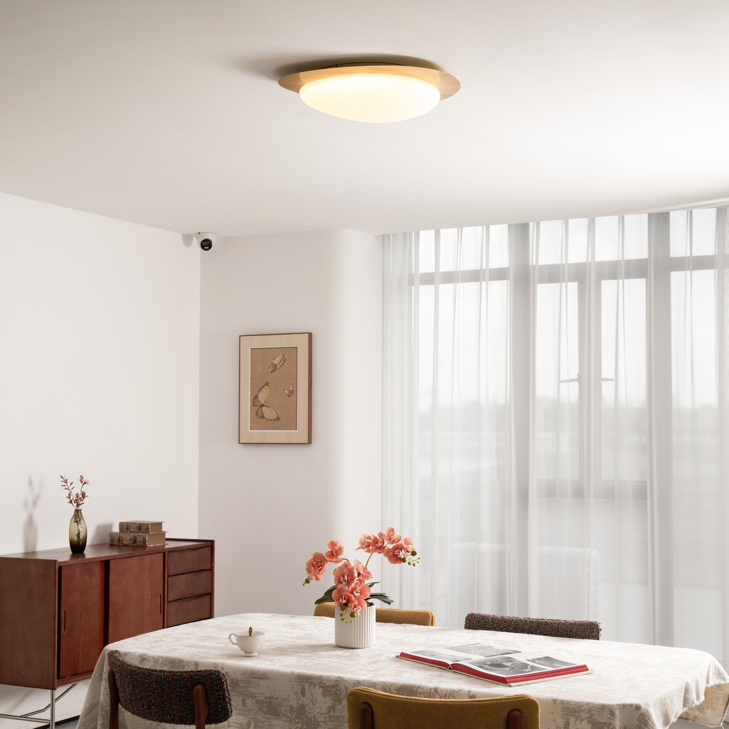 Pebble Ceiling Light | Dimmable, Walnut Wood Grain Design for Indoor Home Decor