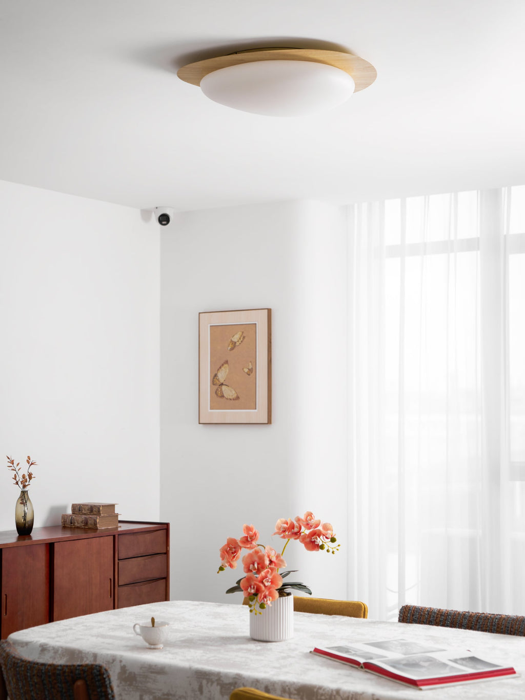 Pebble Ceiling Light | Dimmable, Walnut Wood Grain Design for Indoor Home Decor