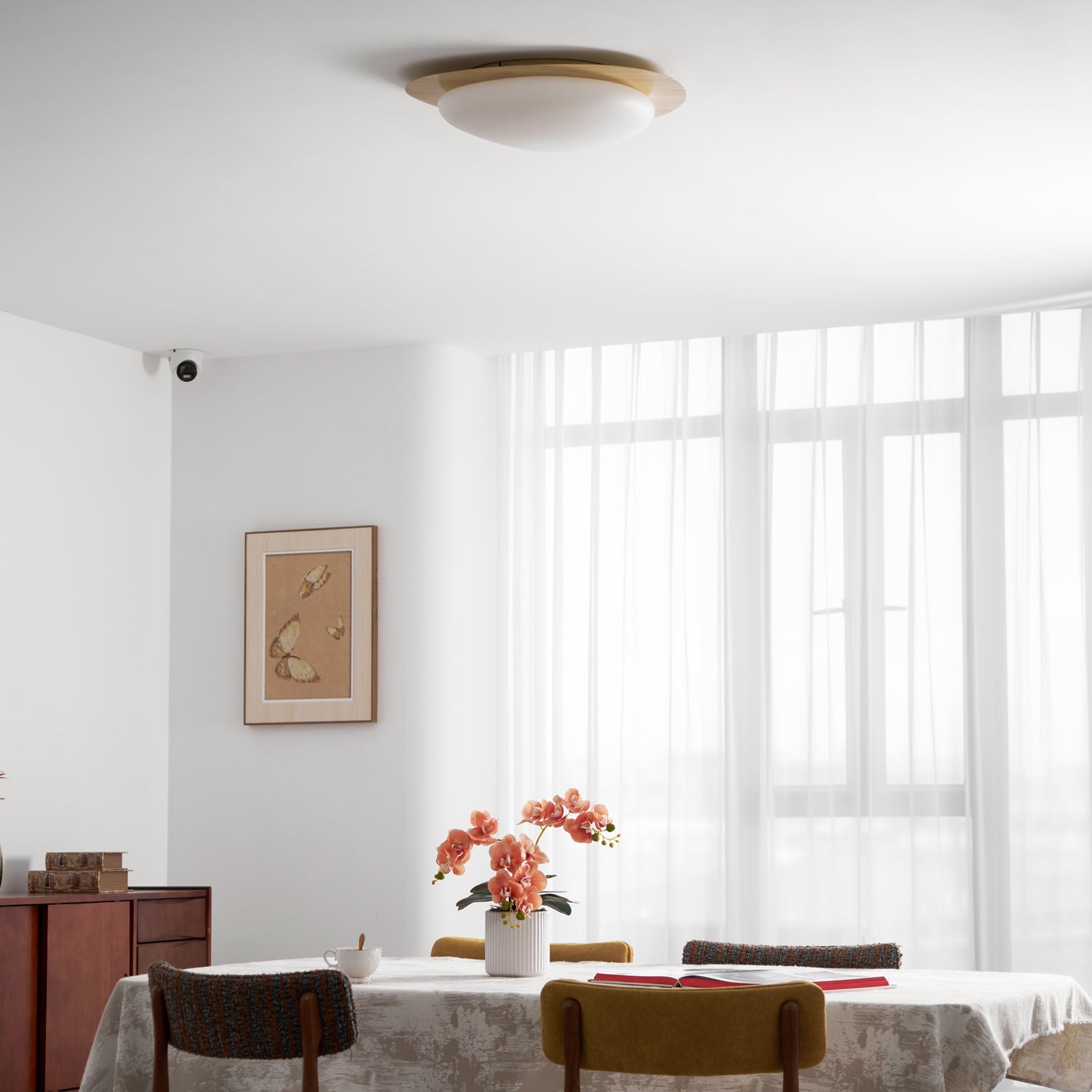 Pebble Ceiling Light | Dimmable, Walnut Wood Grain Design for Indoor Home Decor