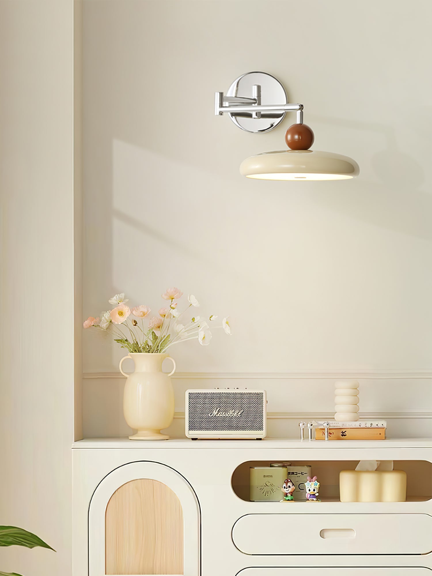 LED Swing Arm Wall Lamp - Adjustable Modern Lighting Fixture for Reading & Bedroom Use