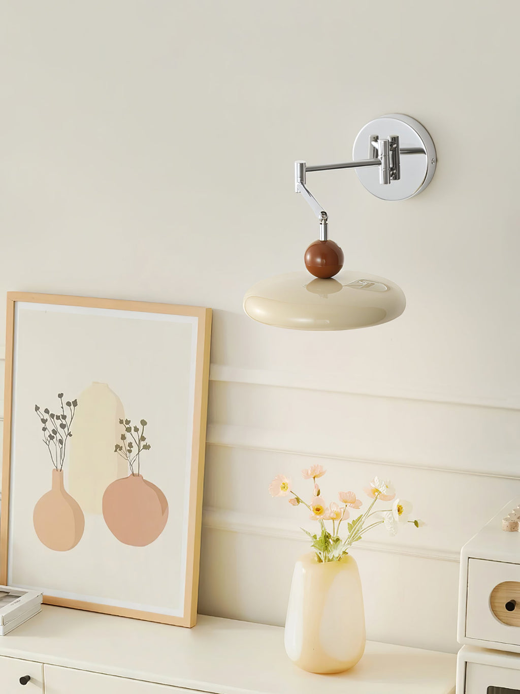 Swing Arm Wall Lamp | Metal & Acrylic, Integrated LED for Indoor Use, Warm to Cool Light Options