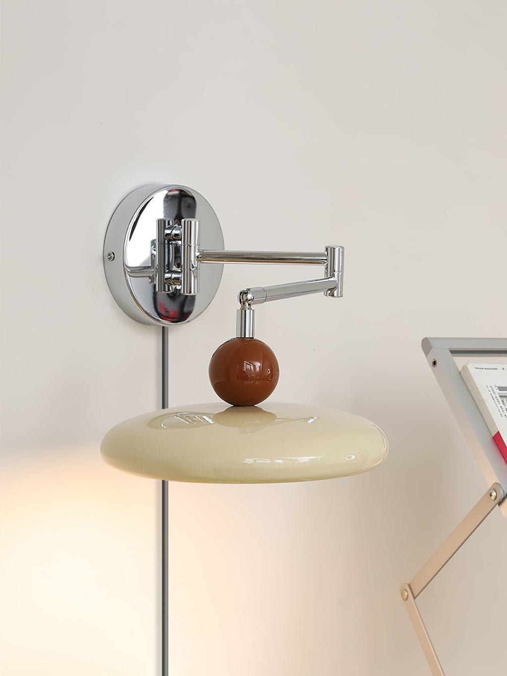 LED Plug-in Wall Lamp - Adjustable Swing Arm Light Fixture for Living Room, Bedroom, and Reading Nook