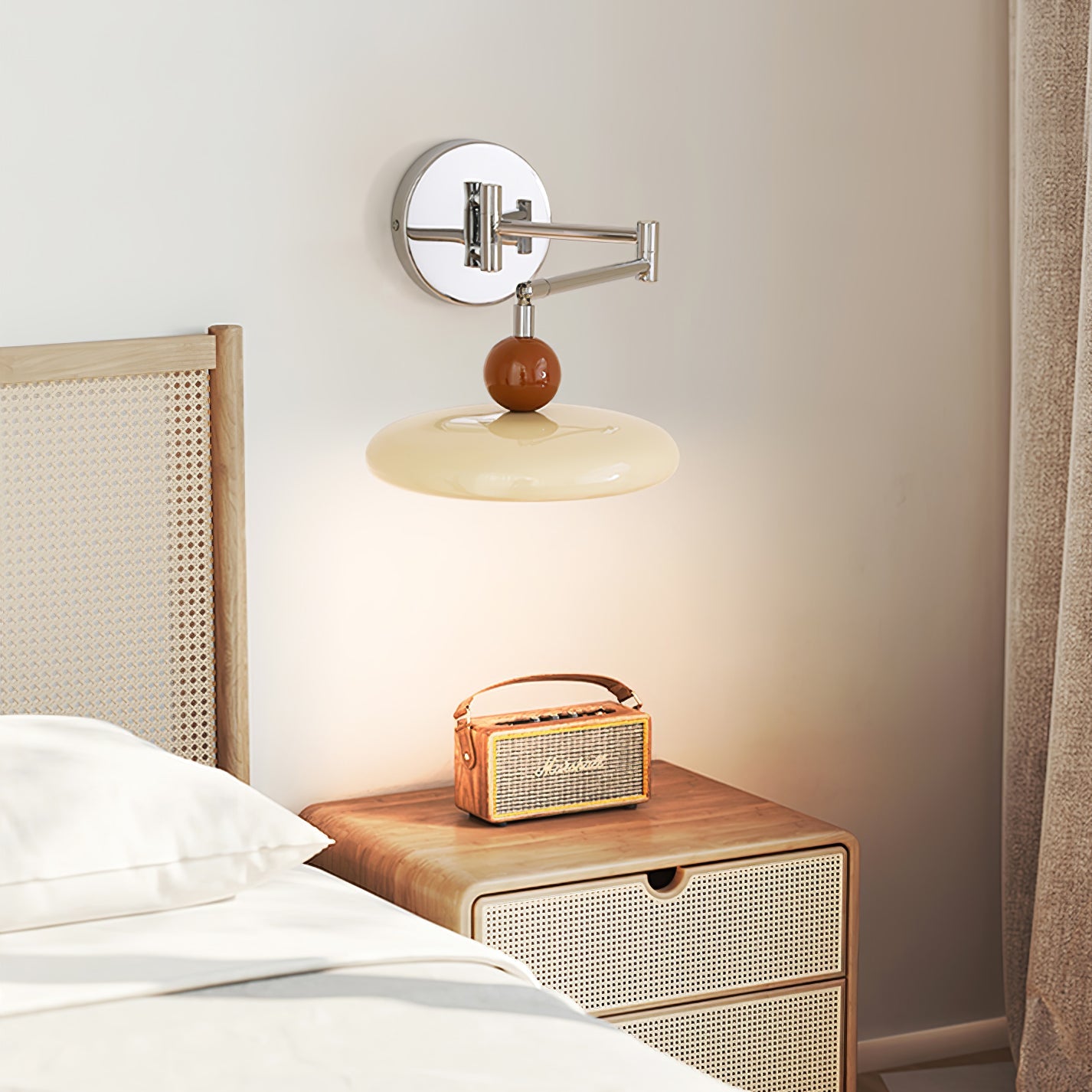 LED Swing Arm Wall Lamp - Adjustable Modern Lighting Fixture for Reading & Bedroom Use