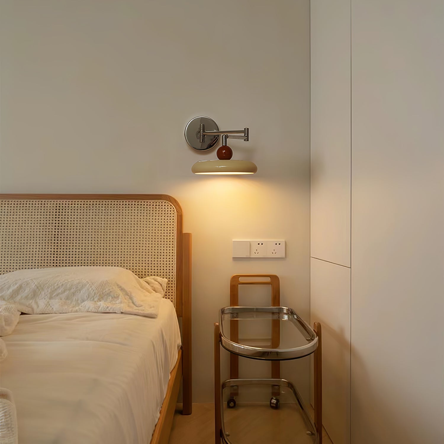 Swing Arm Wall Lamp | Metal & Acrylic, Integrated LED for Indoor Use, Warm to Cool Light Options