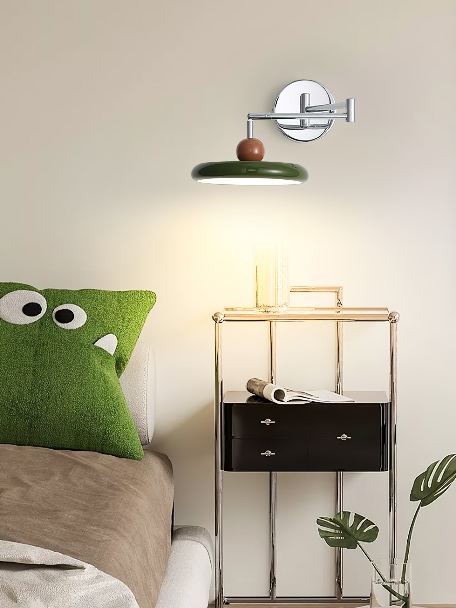 Swing Arm Wall Lamp | Metal & Acrylic, Integrated LED for Indoor Use, Warm to Cool Light Options