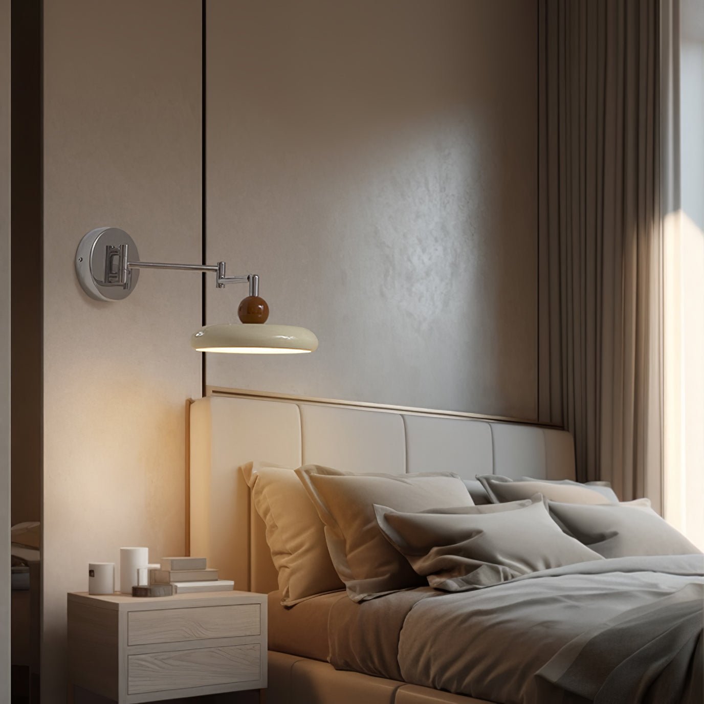 LED Swing Arm Wall Lamp - Adjustable Modern Lighting Fixture for Reading & Bedroom Use