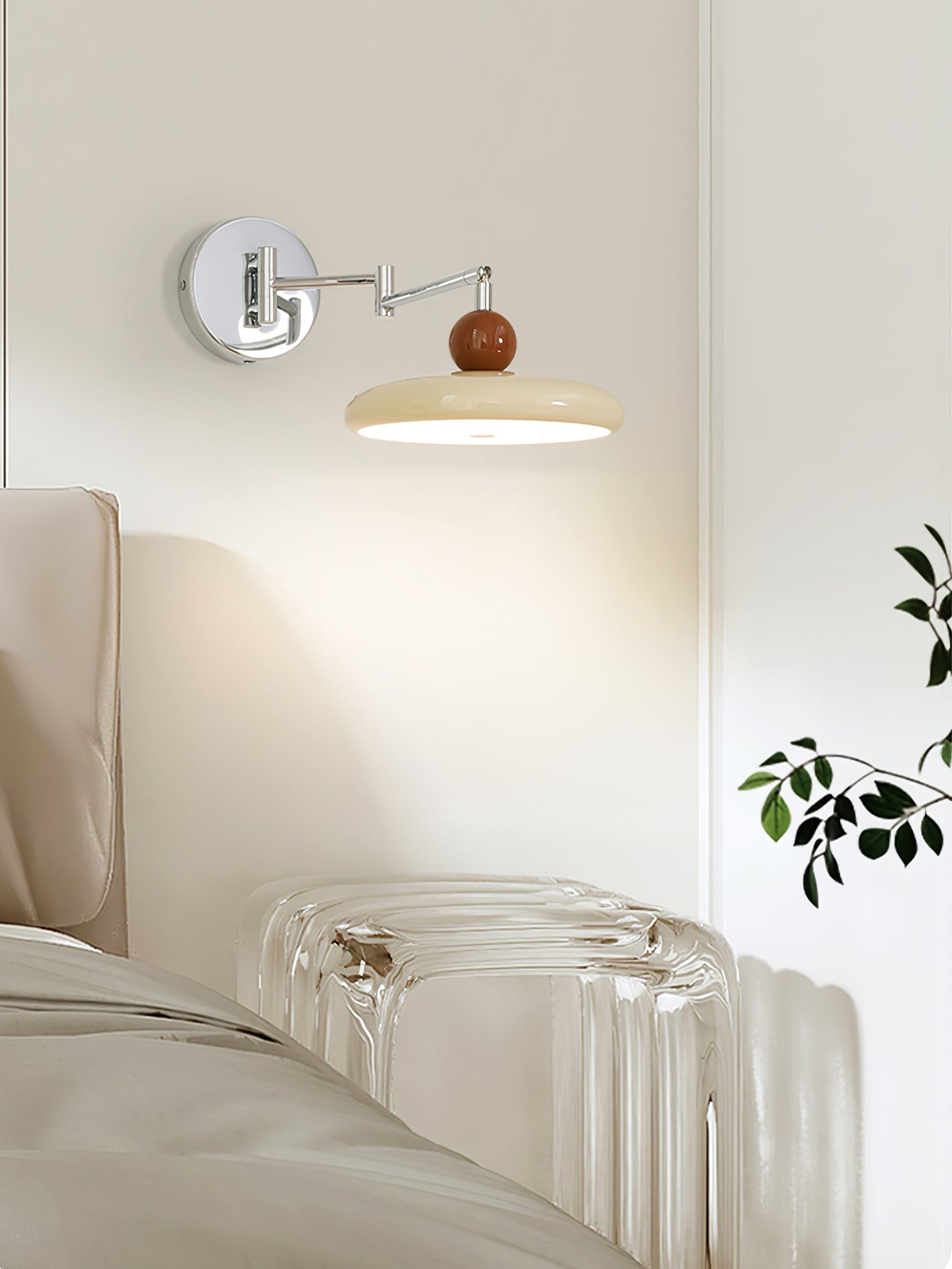 LED Swing Arm Wall Lamp - Adjustable Modern Lighting Fixture for Reading & Bedroom Use