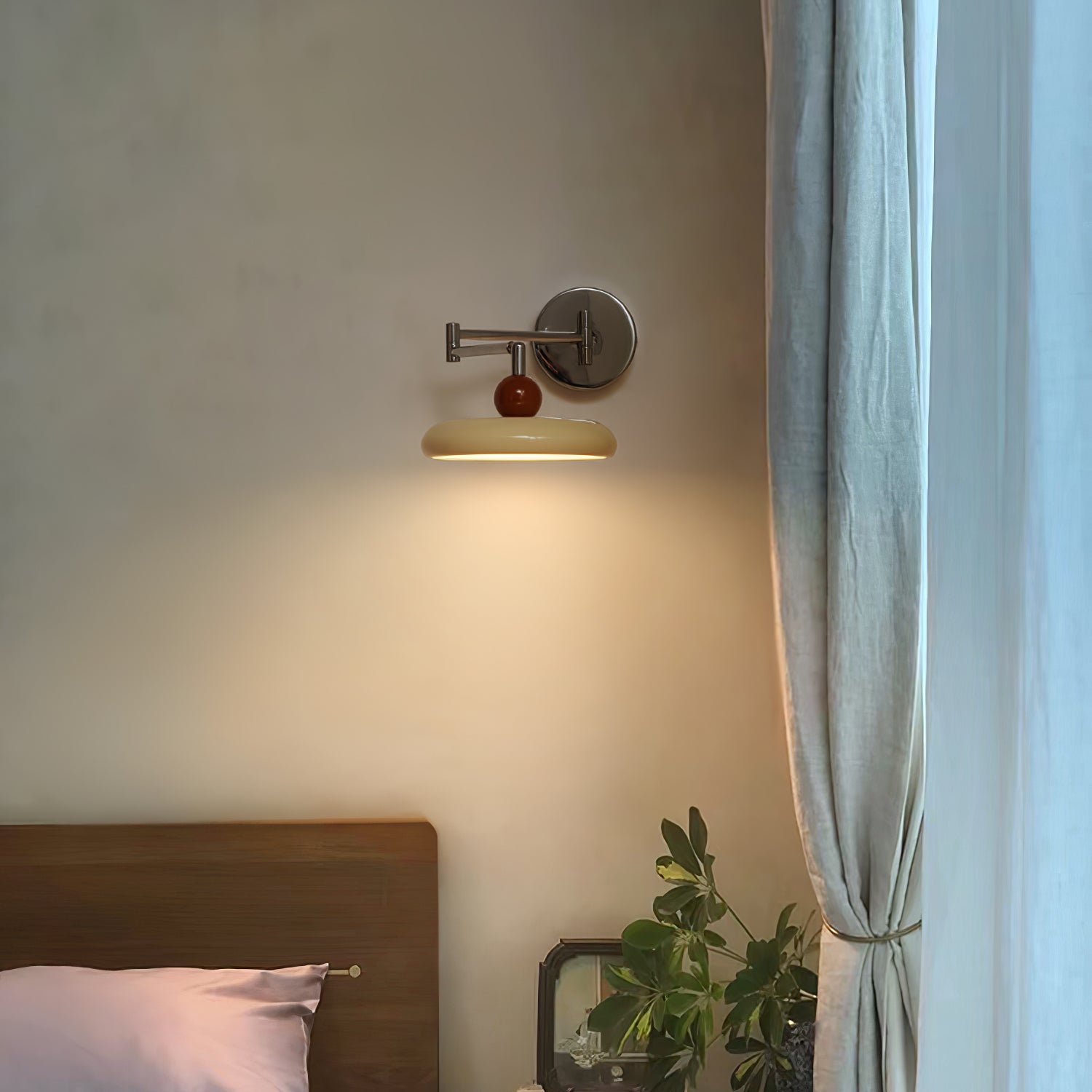 Swing Arm Wall Lamp | Metal & Acrylic, Integrated LED for Indoor Use, Warm to Cool Light Options