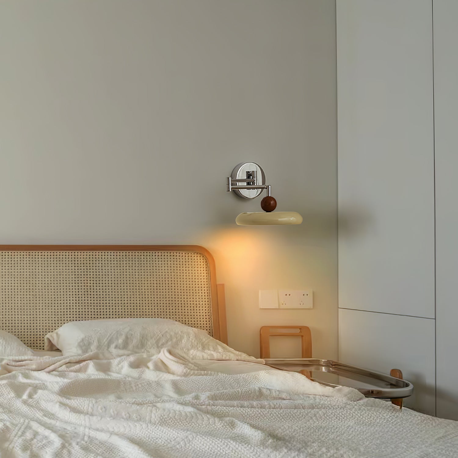 Swing Arm Wall Lamp | Metal & Acrylic, Integrated LED for Indoor Use, Warm to Cool Light Options