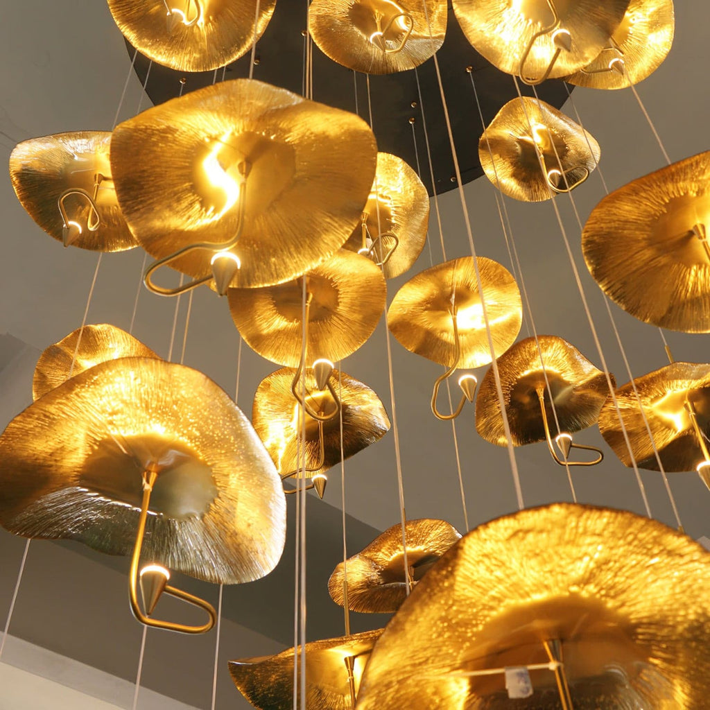 Lotus Leaf Chandelier Light Fixture - Modern Hanging Pendant for Dining Room & Living Room Decor