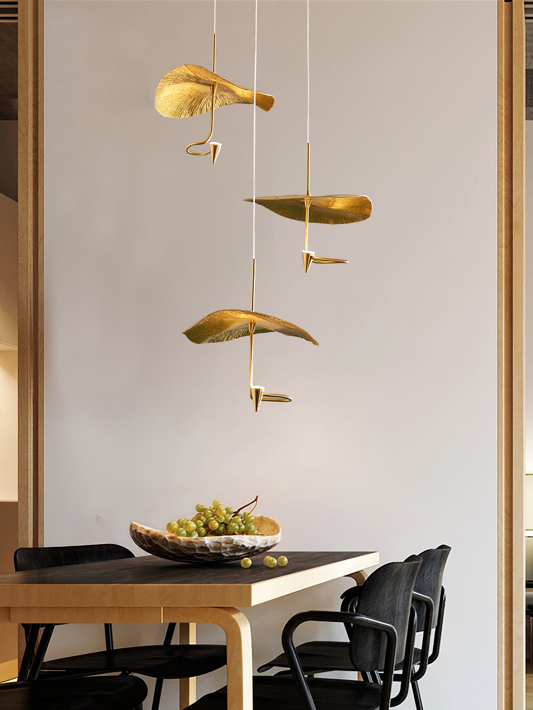 Lotus Leaf Chandelier Light Fixture - Modern Hanging Pendant for Dining Room & Living Room Decor