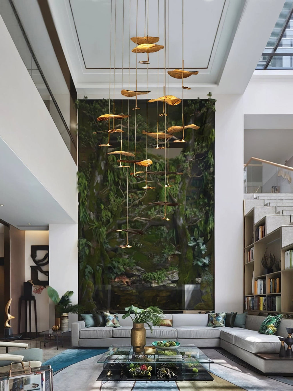 Lotus Leaf Chandelier Light Fixture - Modern Hanging Pendant for Dining Room & Living Room Decor