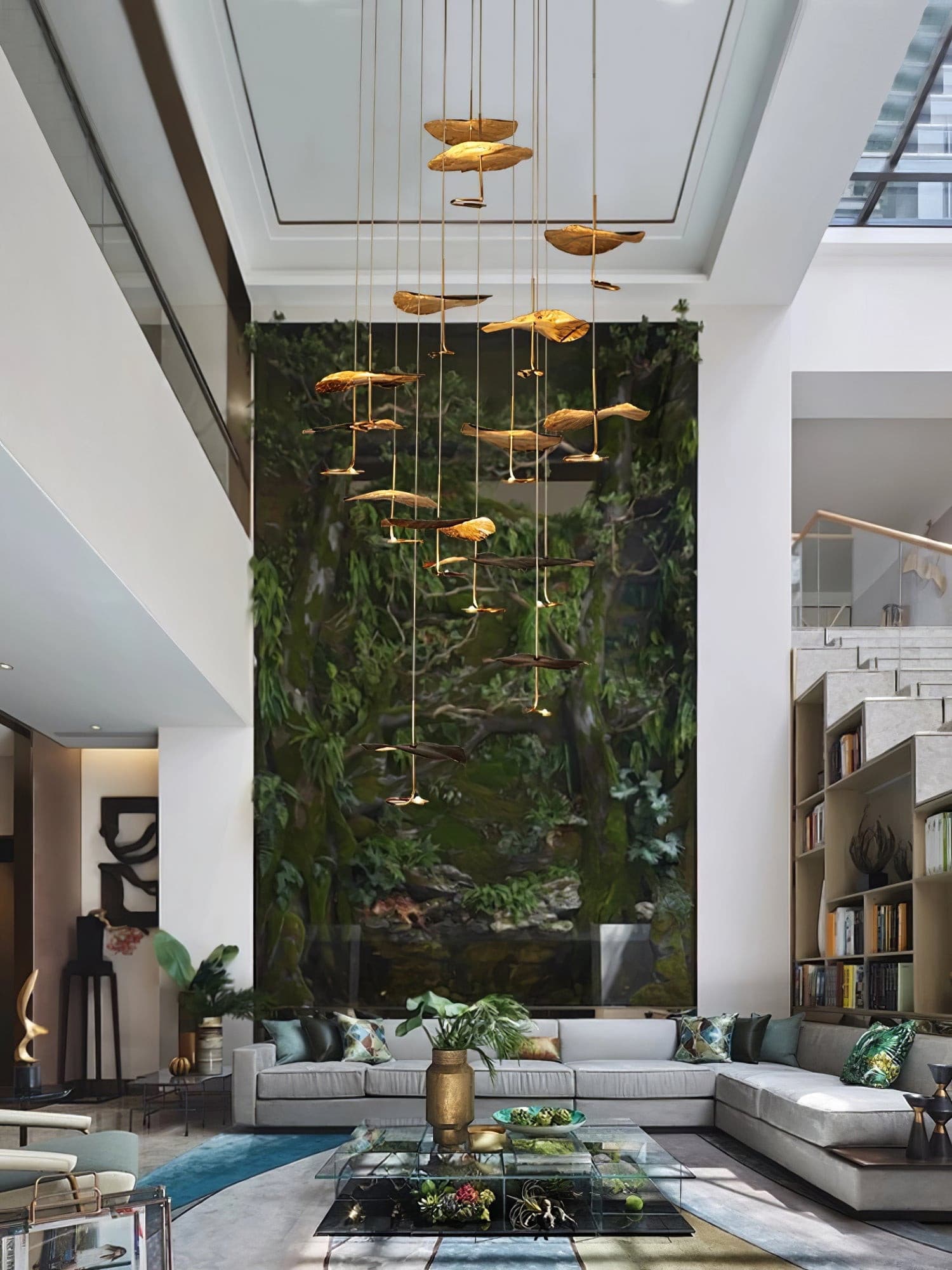 Lotus Leaf Chandelier Light Fixture - Modern Hanging Pendant for Dining Room & Living Room Decor