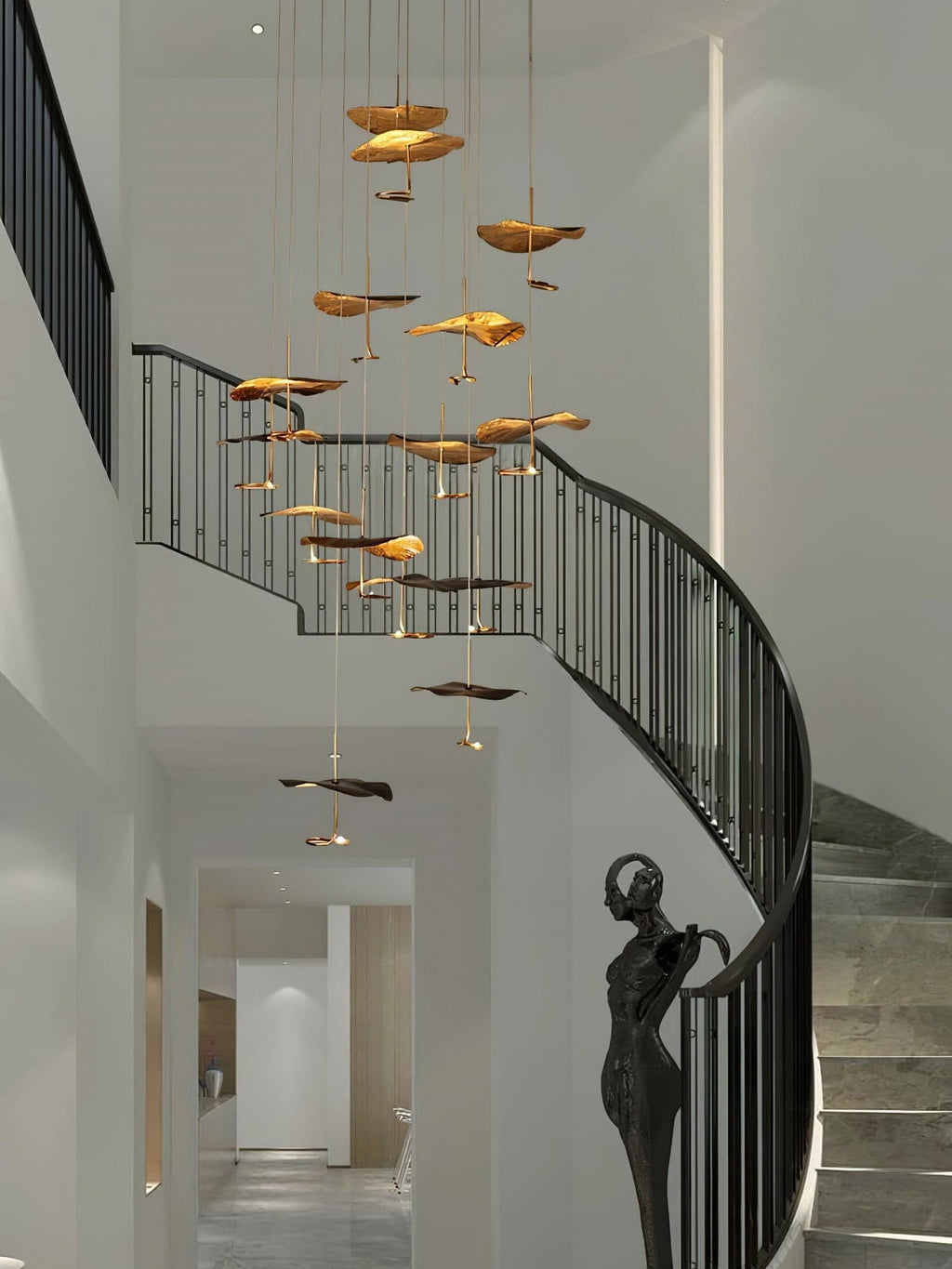 Lotus Leaf Chandelier Light Fixture - Modern Hanging Pendant for Dining Room & Living Room Decor