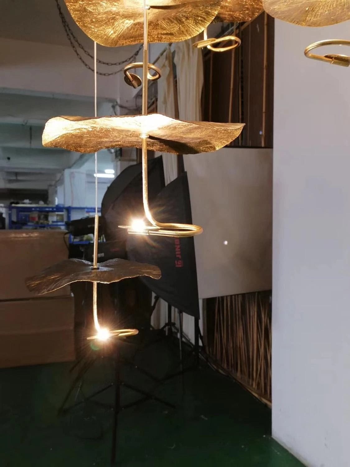 Lotus Leaf Chandelier Light Fixture - Modern Hanging Pendant for Dining Room & Living Room Decor