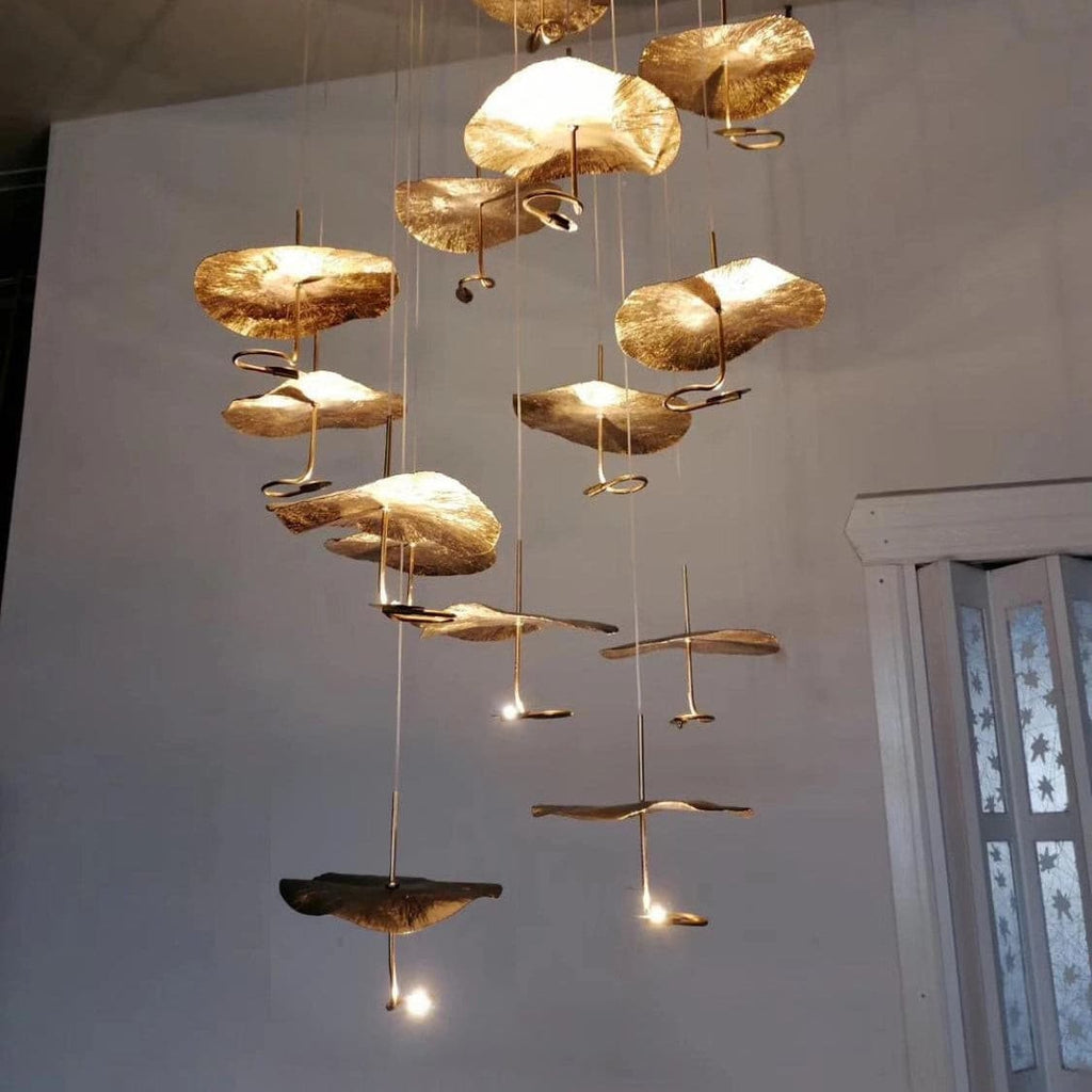 Lotus Leaf Chandelier Light Fixture - Modern Hanging Pendant for Dining Room & Living Room Decor