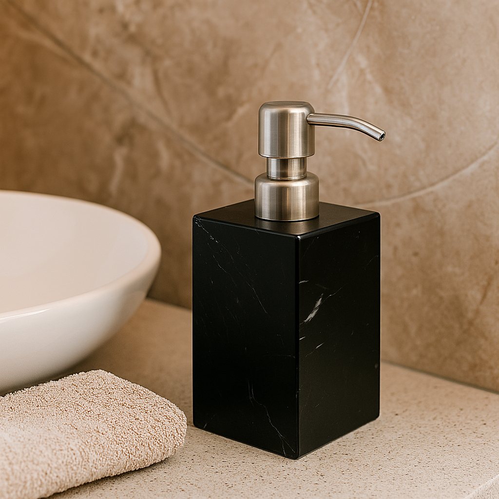 Solid Marble Soap Dispenser with Metal Pump – 1kg Natural Stone Lotion & Hand Sanitizer Bottle for Bathroom or Kitchen