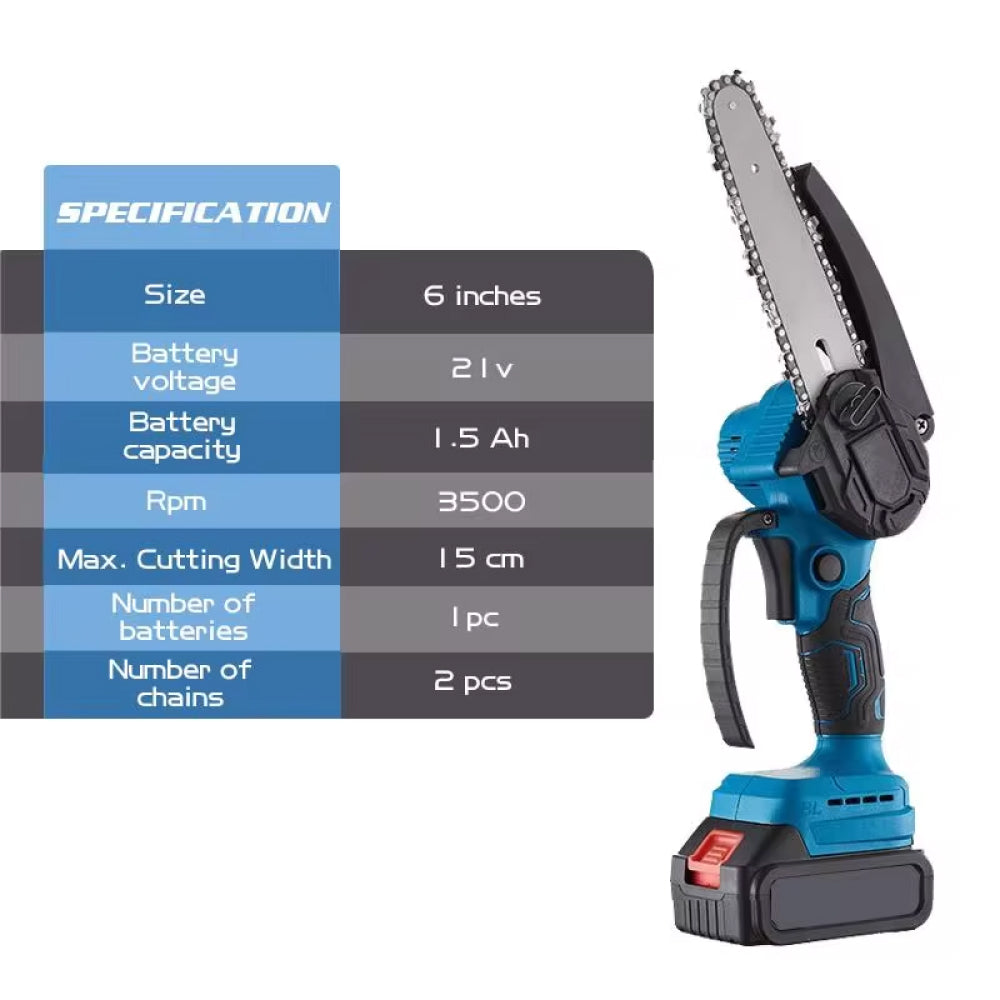 Cordless Electric Mini Chainsaw - Compact & Lightweight Battery-Powered Cutter
