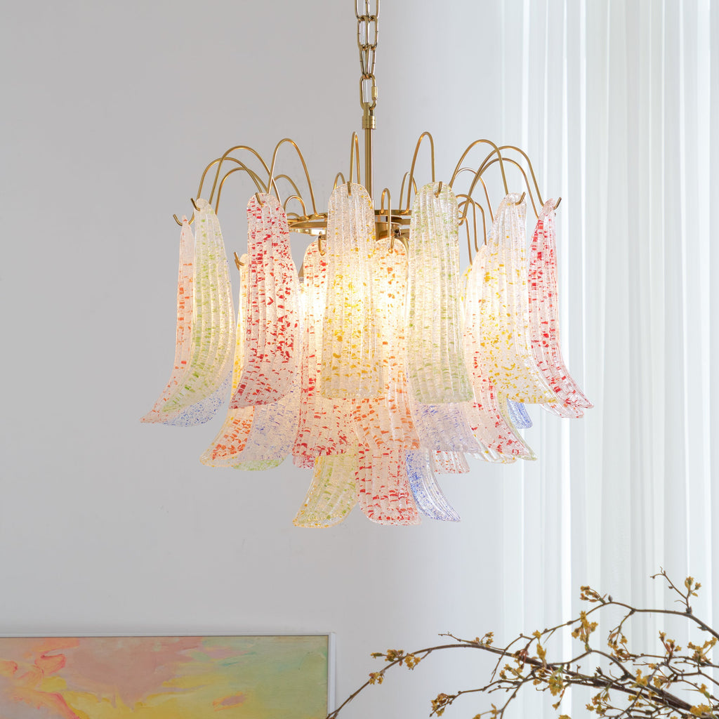 Murano Glass Chandelier - Handcrafted Italian Lighting Fixture for Dining Room & Living Room Decor