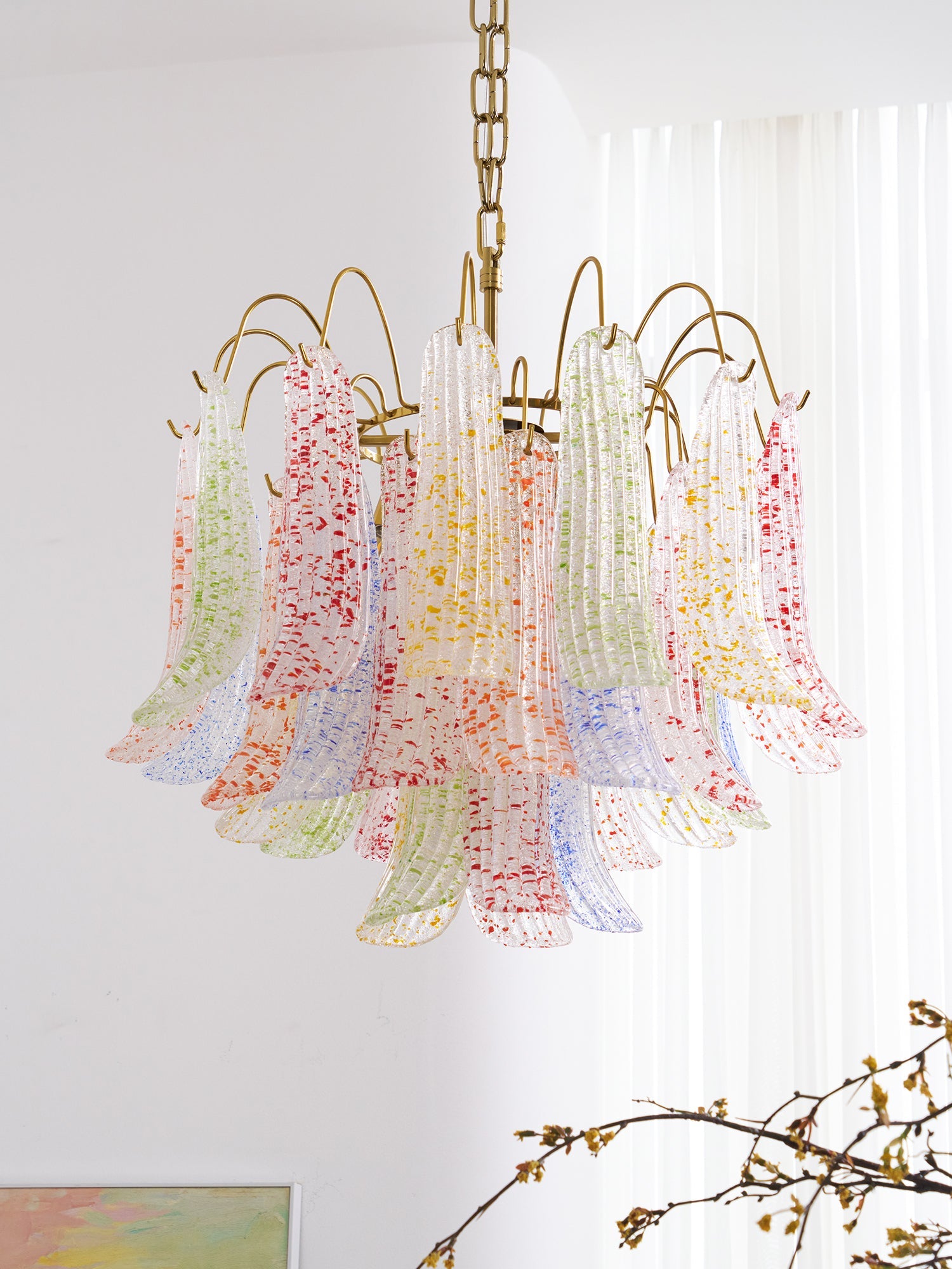 Murano Glass Chandelier - Handcrafted Italian Lighting Fixture for Dining Room & Living Room Decor