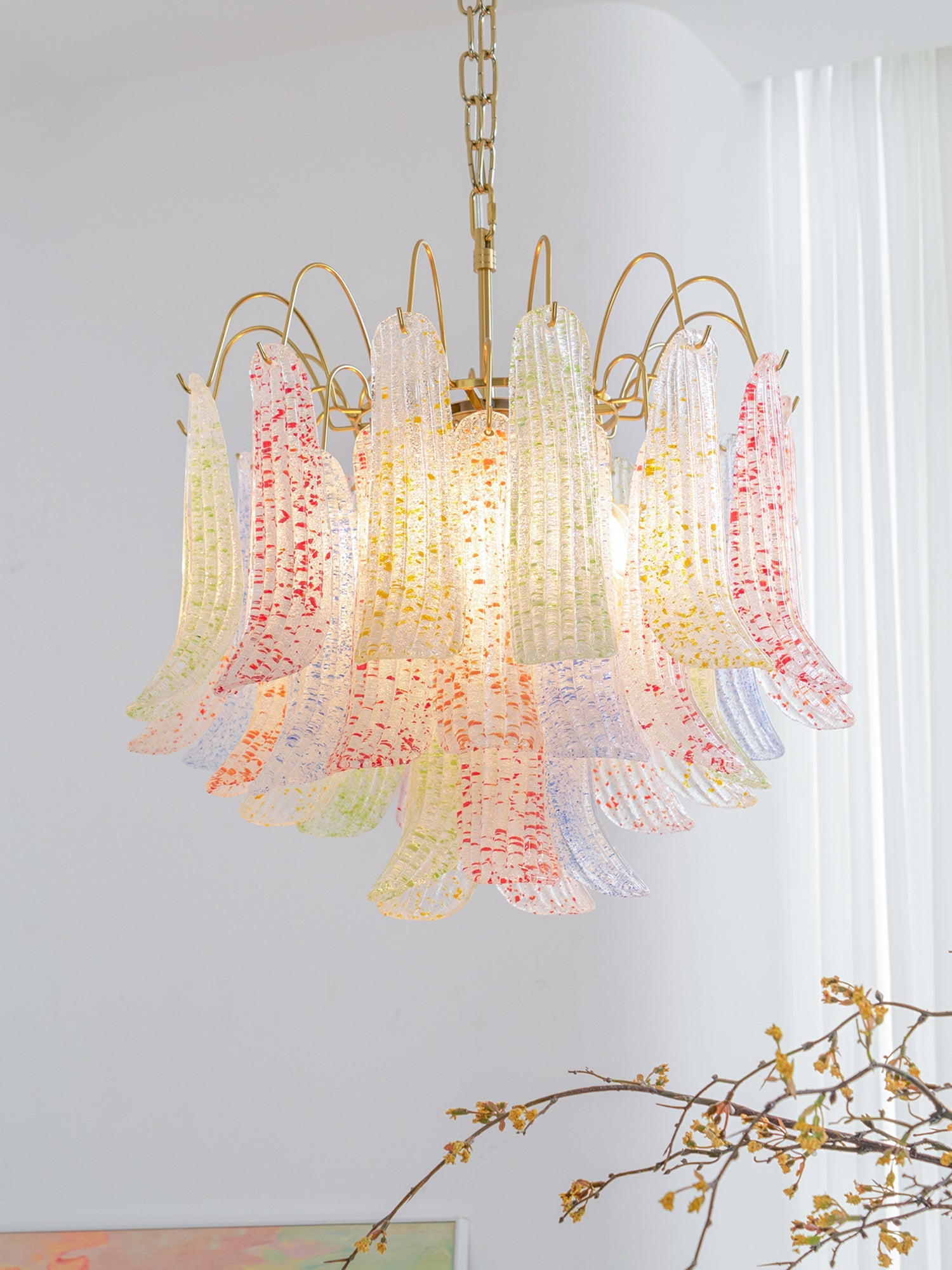 Murano Glass Chandelier - Handcrafted Italian Lighting Fixture for Dining Room & Living Room Decor