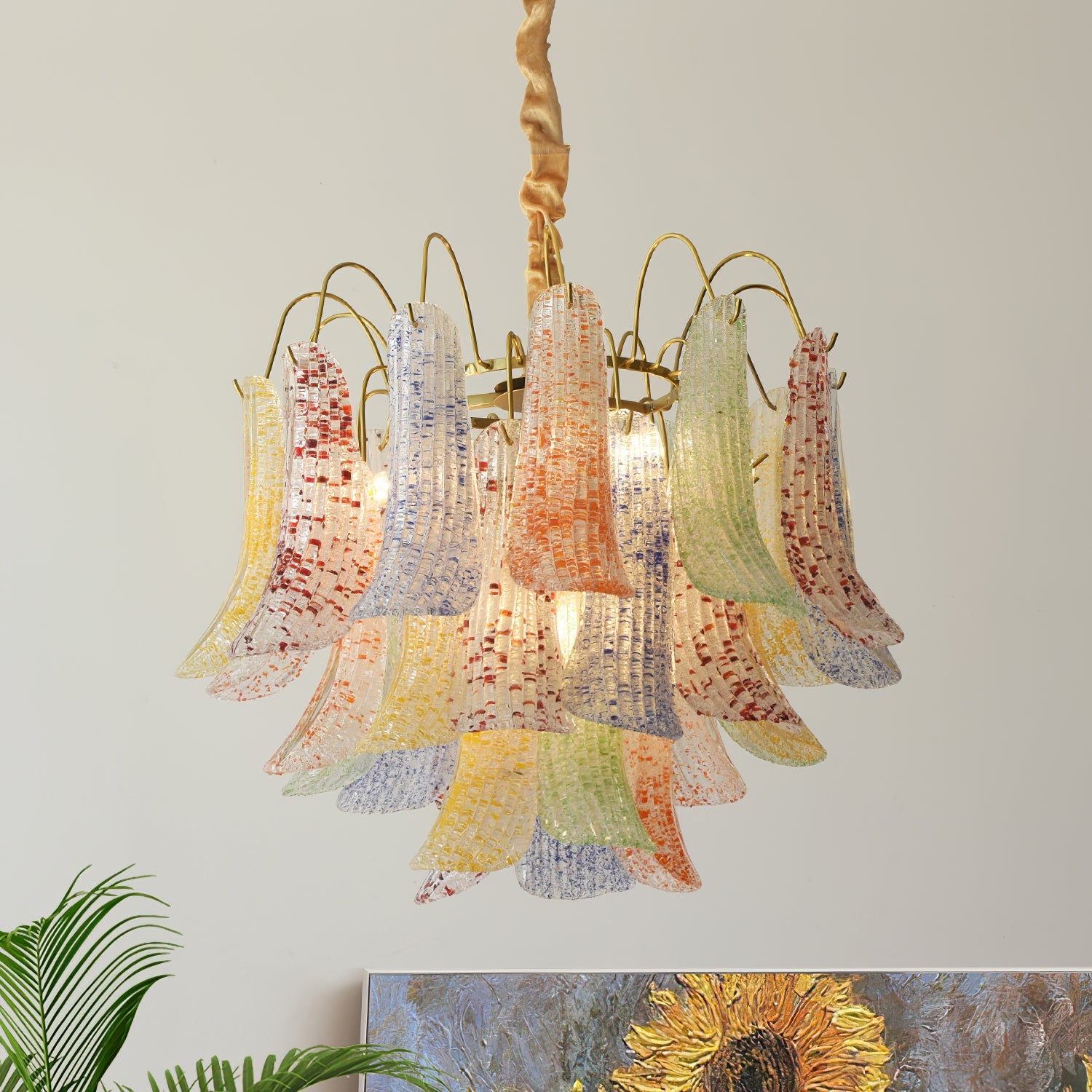 Murano Glass Chandelier - Handcrafted Italian Lighting Fixture for Dining Room & Living Room Decor