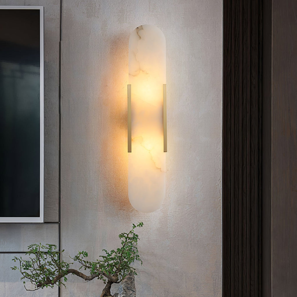 Elongated Alabaster Wall Lamp - Modern Lighting Fixture for Living Room & Hallway Decor