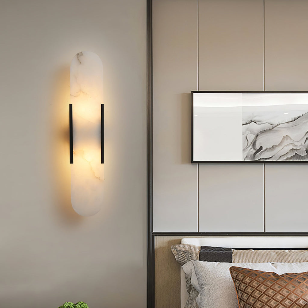Elongated Alabaster Wall Lamp - Modern Lighting Fixture for Living Room & Hallway Decor