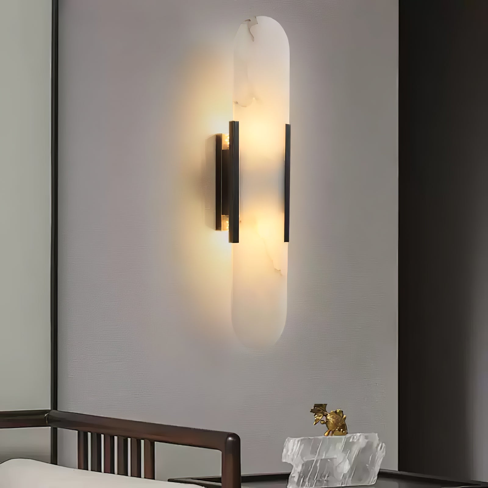 Elongated Alabaster Wall Lamp - Modern Lighting Fixture for Living Room & Hallway Decor