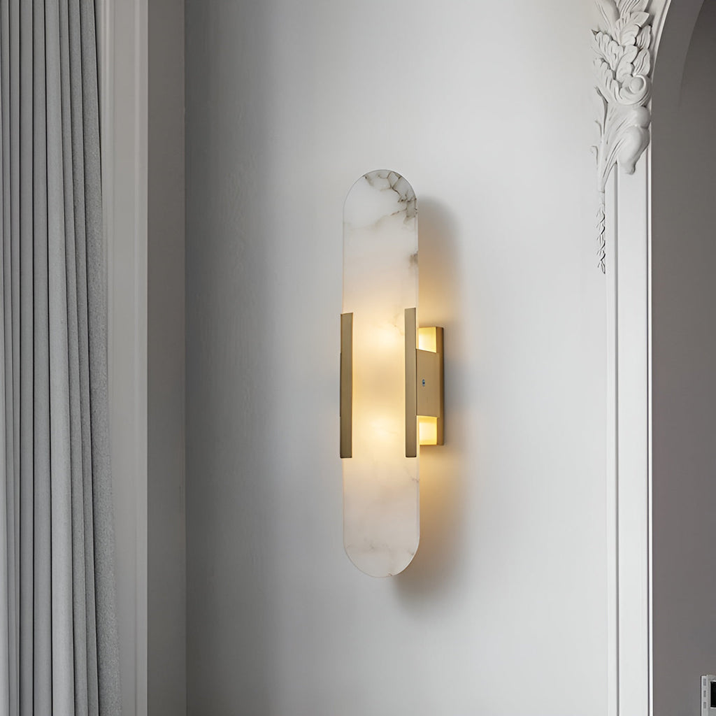 Elongated Alabaster Wall Lamp - Modern Lighting Fixture for Living Room & Hallway Decor