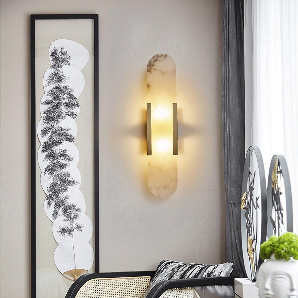 Elongated Alabaster Wall Lamp - Modern Lighting Fixture for Living Room & Hallway Decor