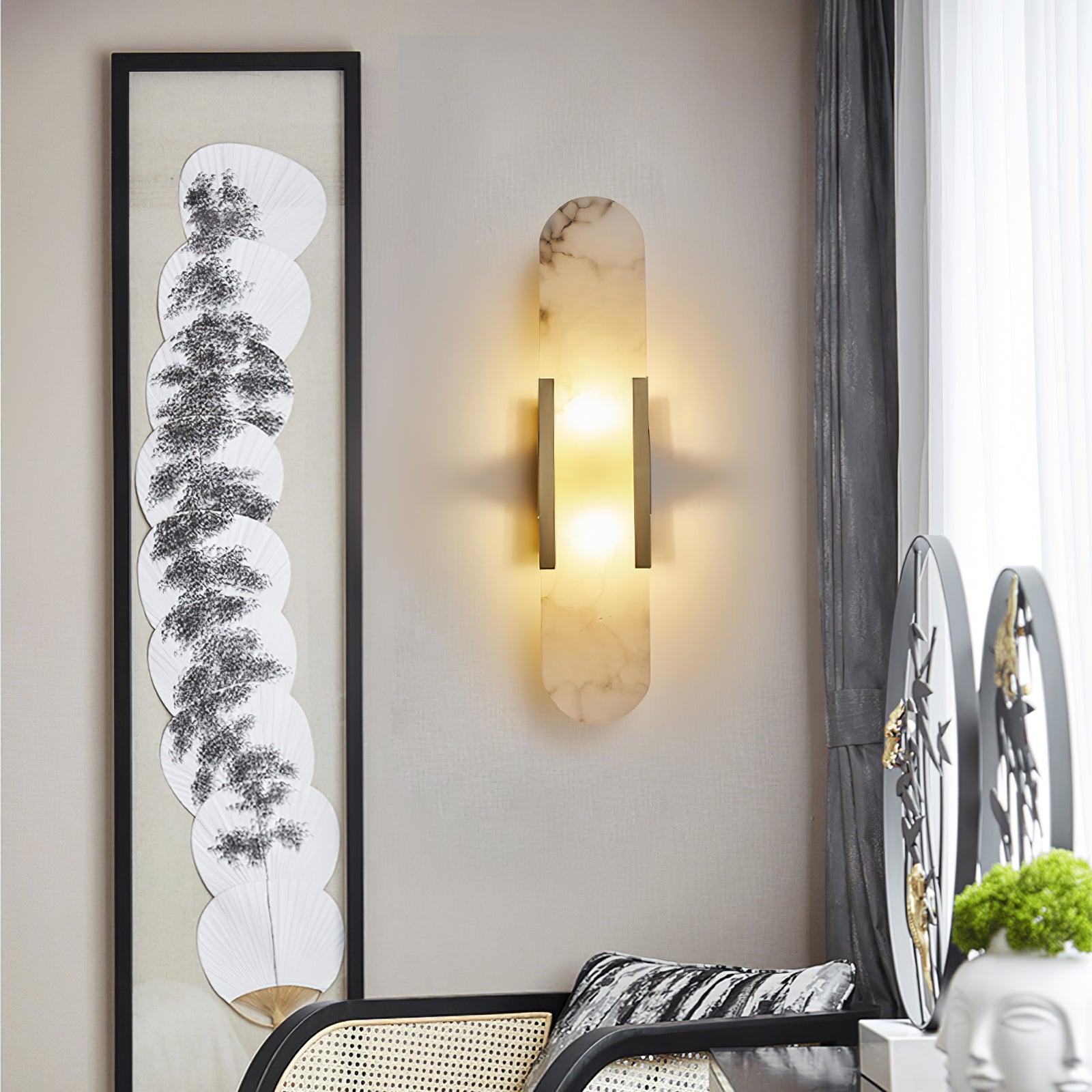 Elongated Alabaster Wall Lamp - Modern Lighting Fixture for Living Room & Hallway Decor