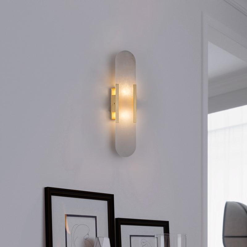 Elongated Alabaster Wall Lamp - Modern Lighting Fixture for Living Room & Hallway Decor
