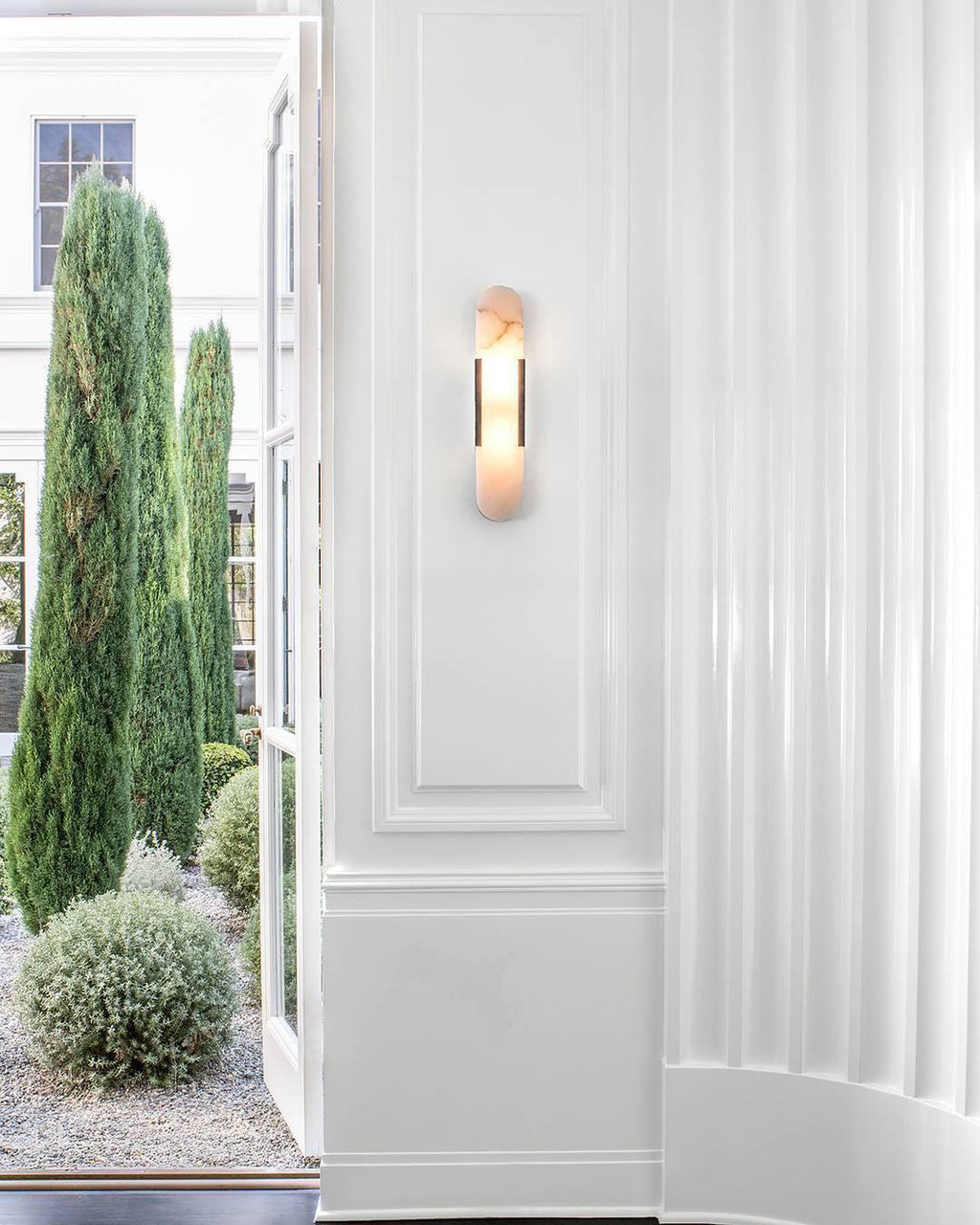 Elongated Alabaster Wall Lamp - Modern Lighting Fixture for Living Room & Hallway Decor