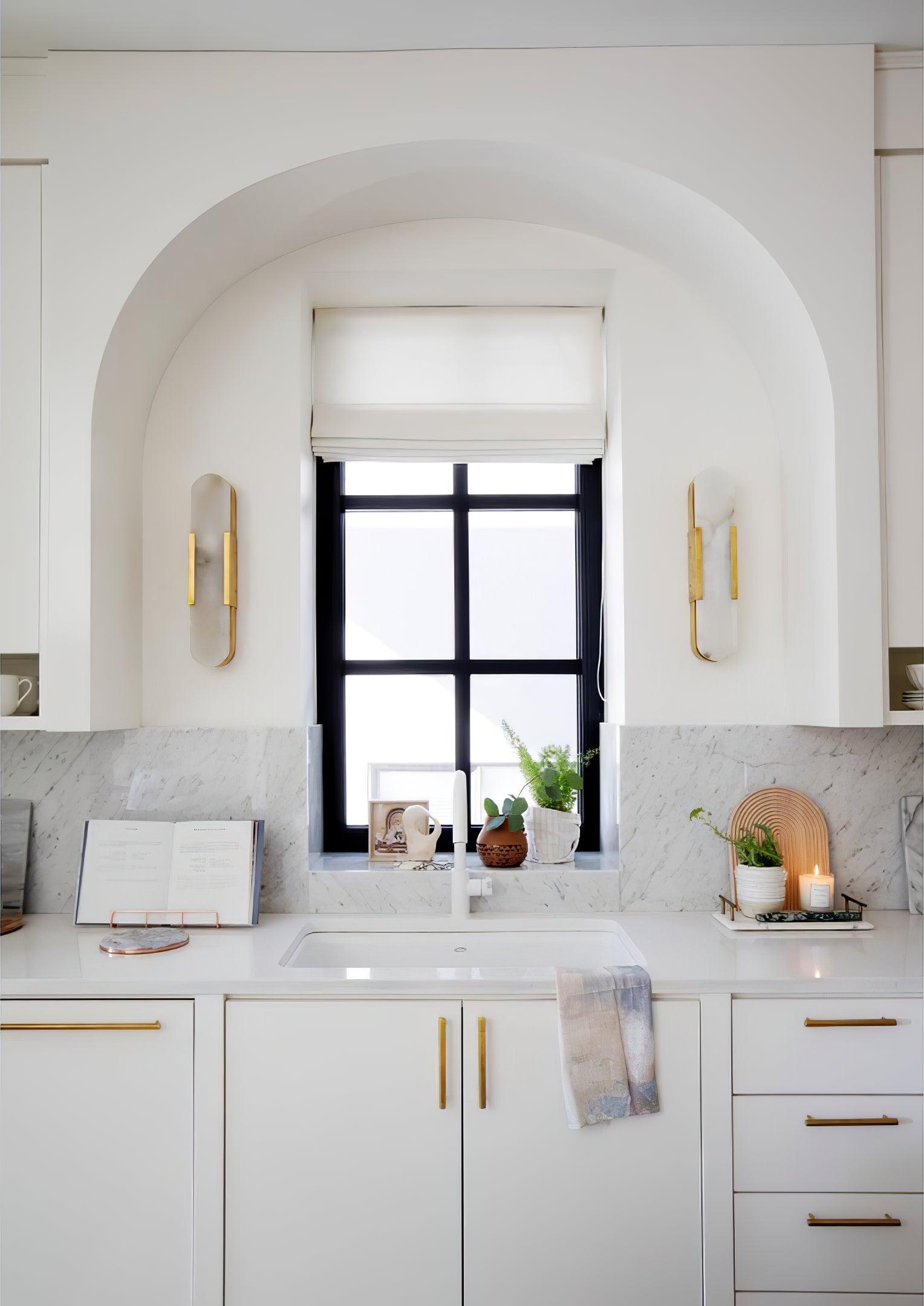 Elongated Alabaster Wall Lamp - Modern Lighting Fixture for Living Room & Hallway Decor