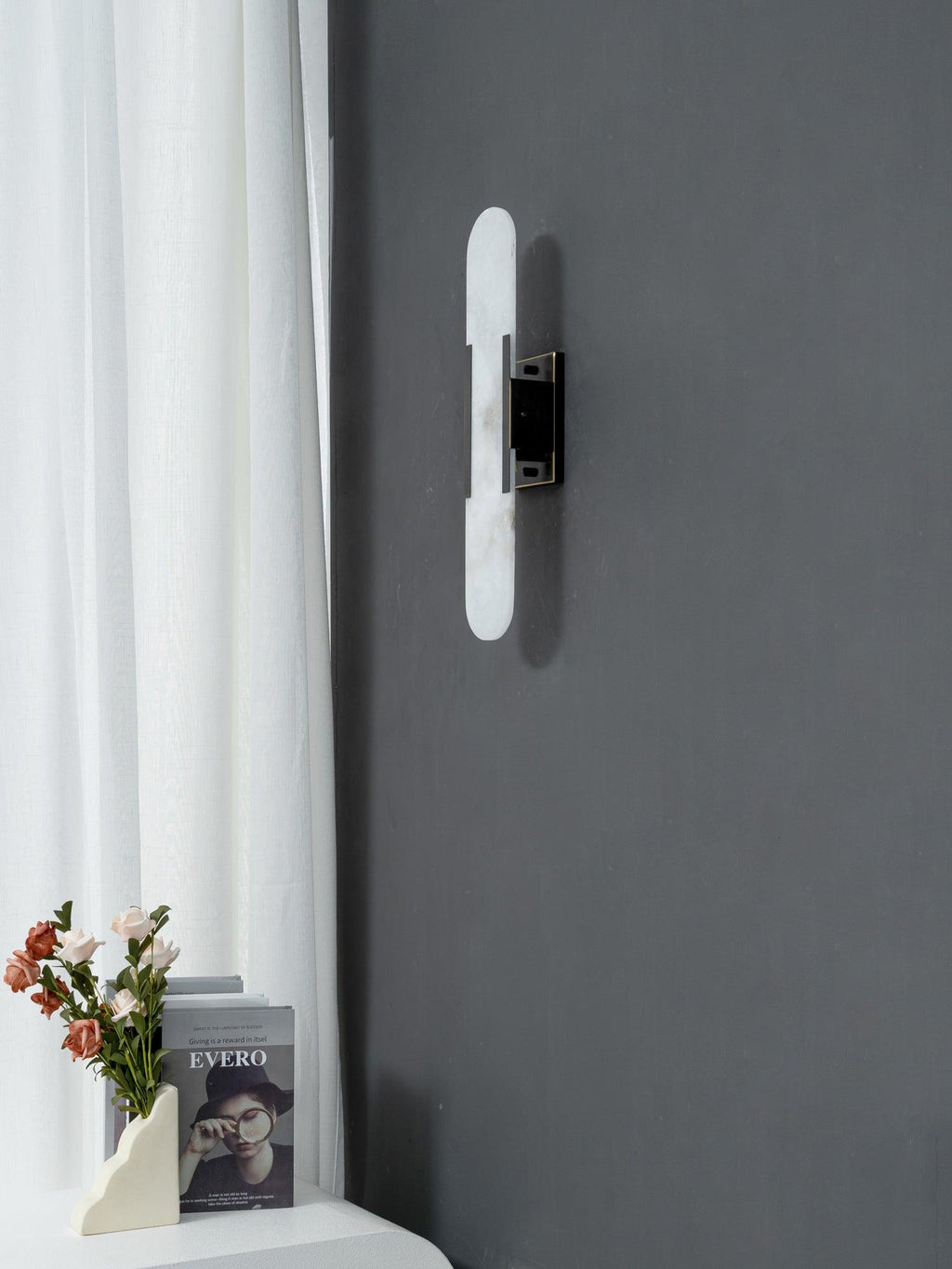 Elongated Alabaster Wall Lamp - Modern Lighting Fixture for Living Room & Hallway Decor