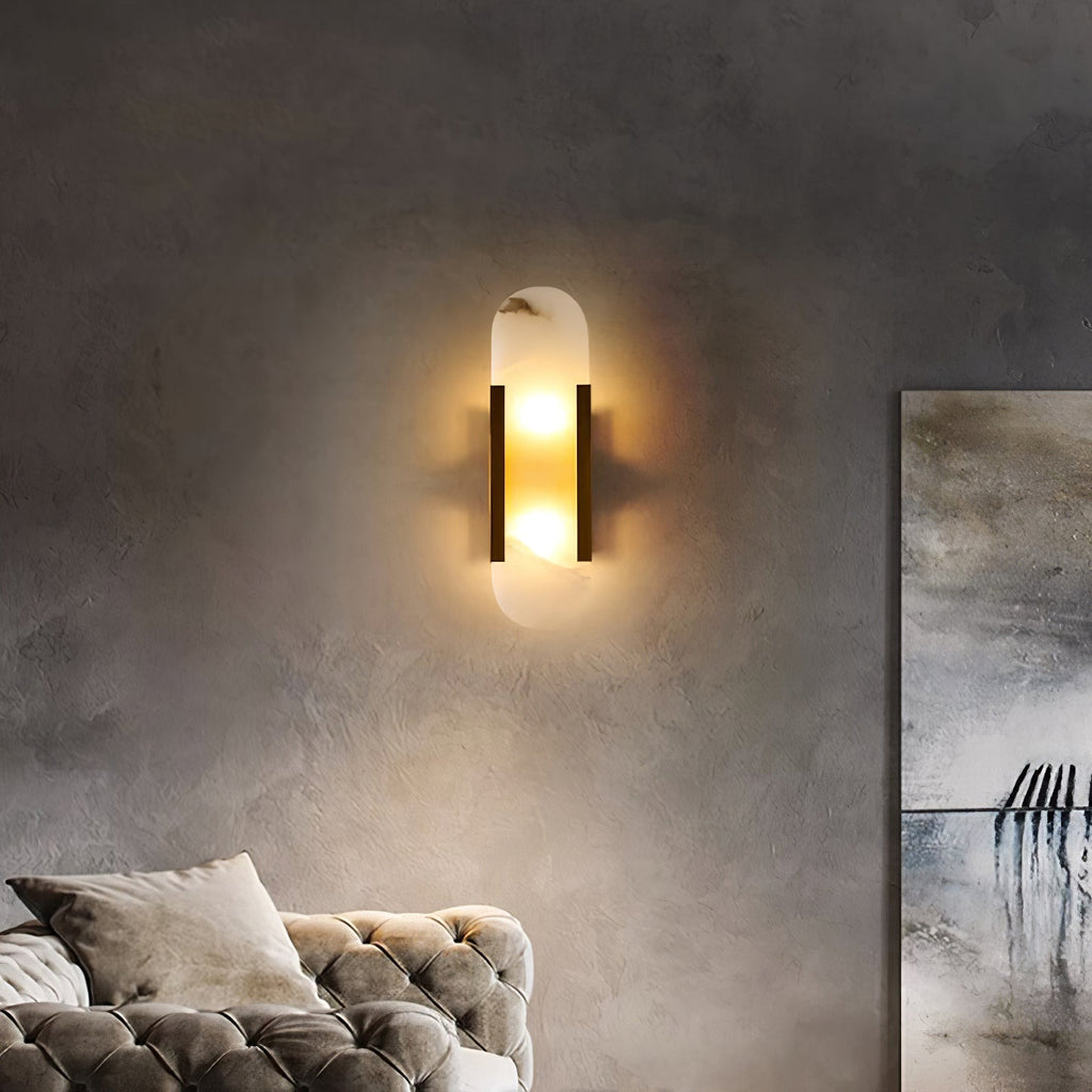 Elongated Alabaster Wall Lamp - Modern Lighting Fixture for Living Room & Hallway Decor