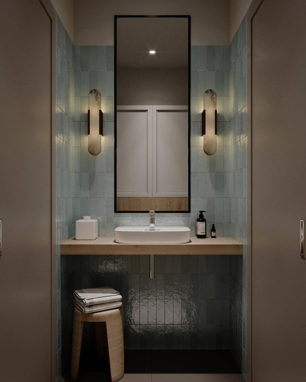 Elongated Alabaster Wall Lamp - Modern Lighting Fixture for Living Room & Hallway Decor