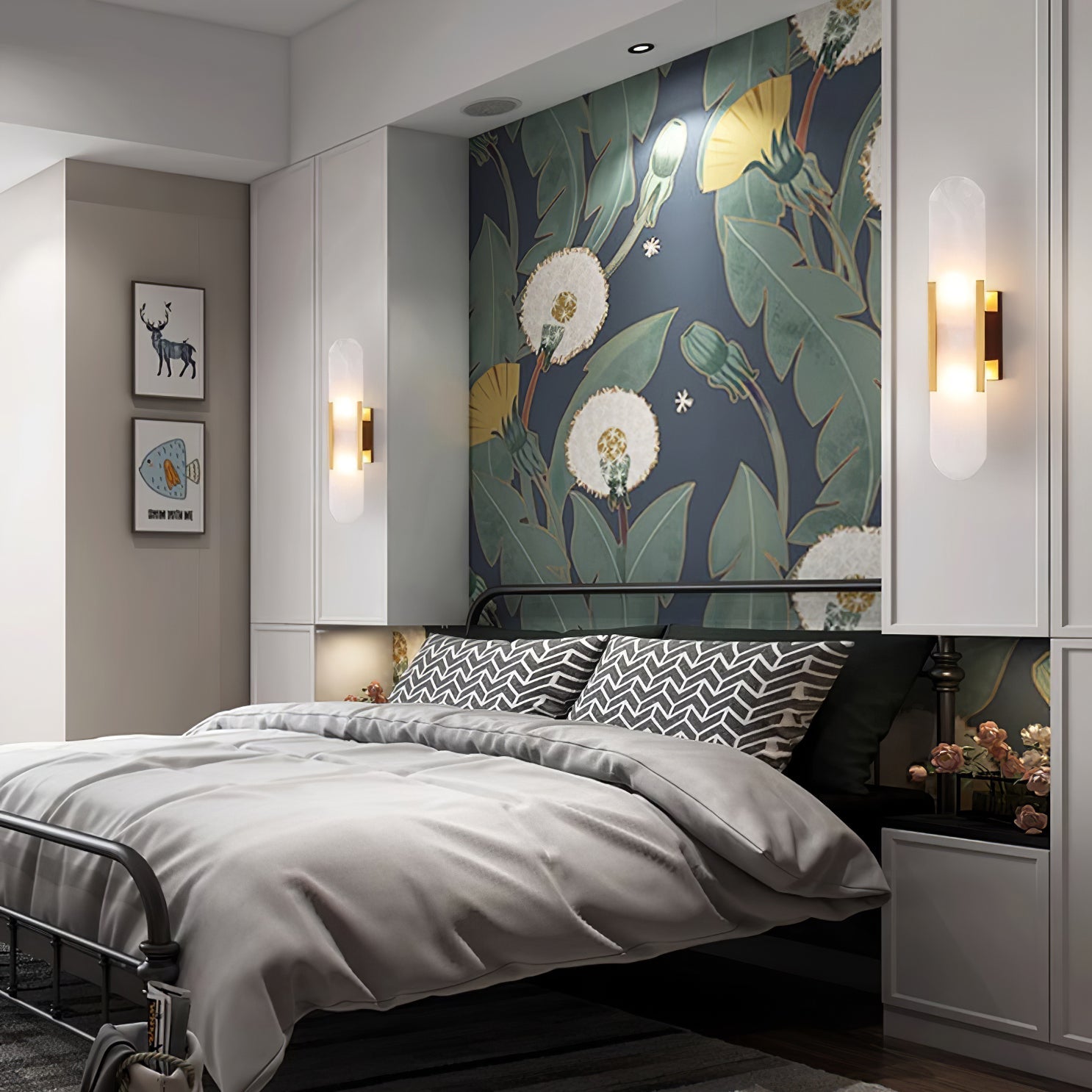 Elongated Alabaster Wall Lamp - Modern Lighting Fixture for Living Room & Hallway Decor