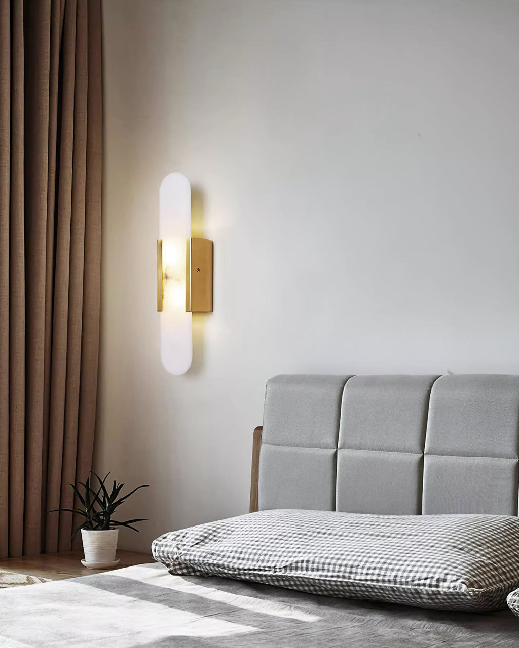 Elongated Alabaster Wall Lamp - Modern Lighting Fixture for Living Room & Hallway Decor