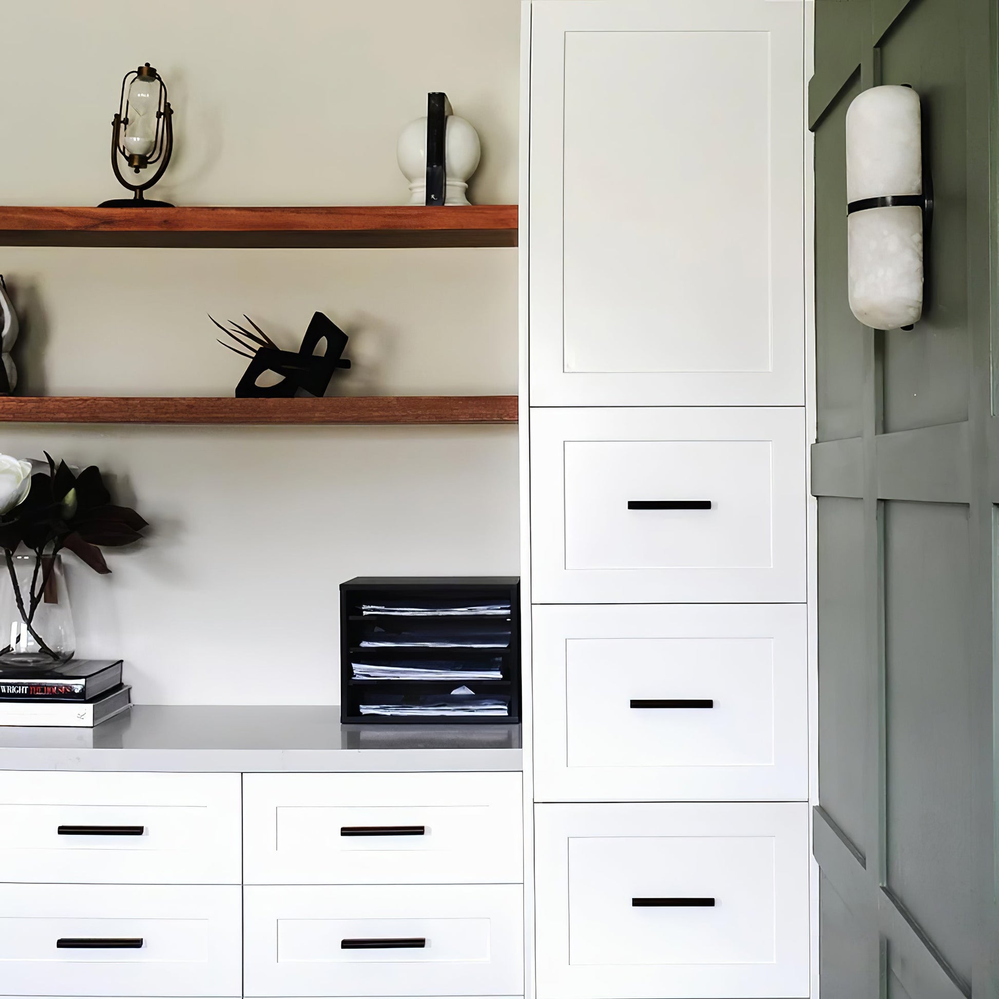 Alabaster Wall Light Fixture | Hand-Carved Natural Stone with Warm LED, Black or Brass Finish for Modern Indoor Accent Lighting