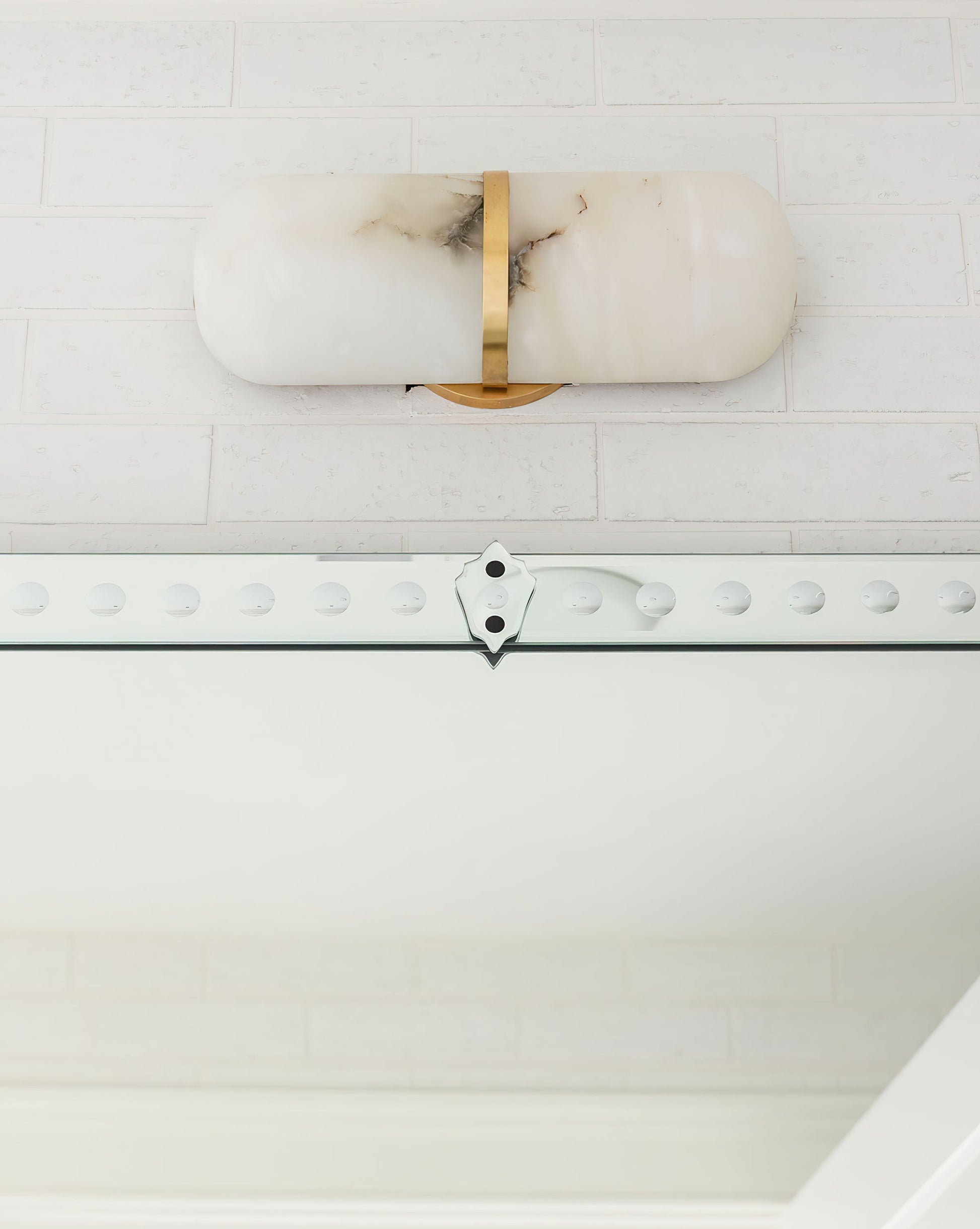 Alabaster Wall Light Fixture | Hand-Carved Natural Stone with Warm LED, Black or Brass Finish for Modern Indoor Accent Lighting