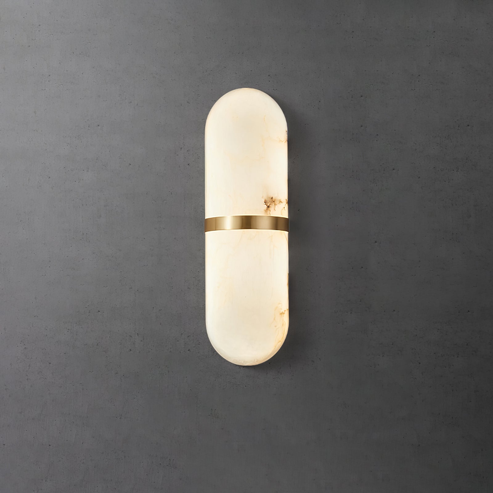 Alabaster Wall Light Fixture | Hand-Carved Natural Stone with Warm LED, Black or Brass Finish for Modern Indoor Accent Lighting