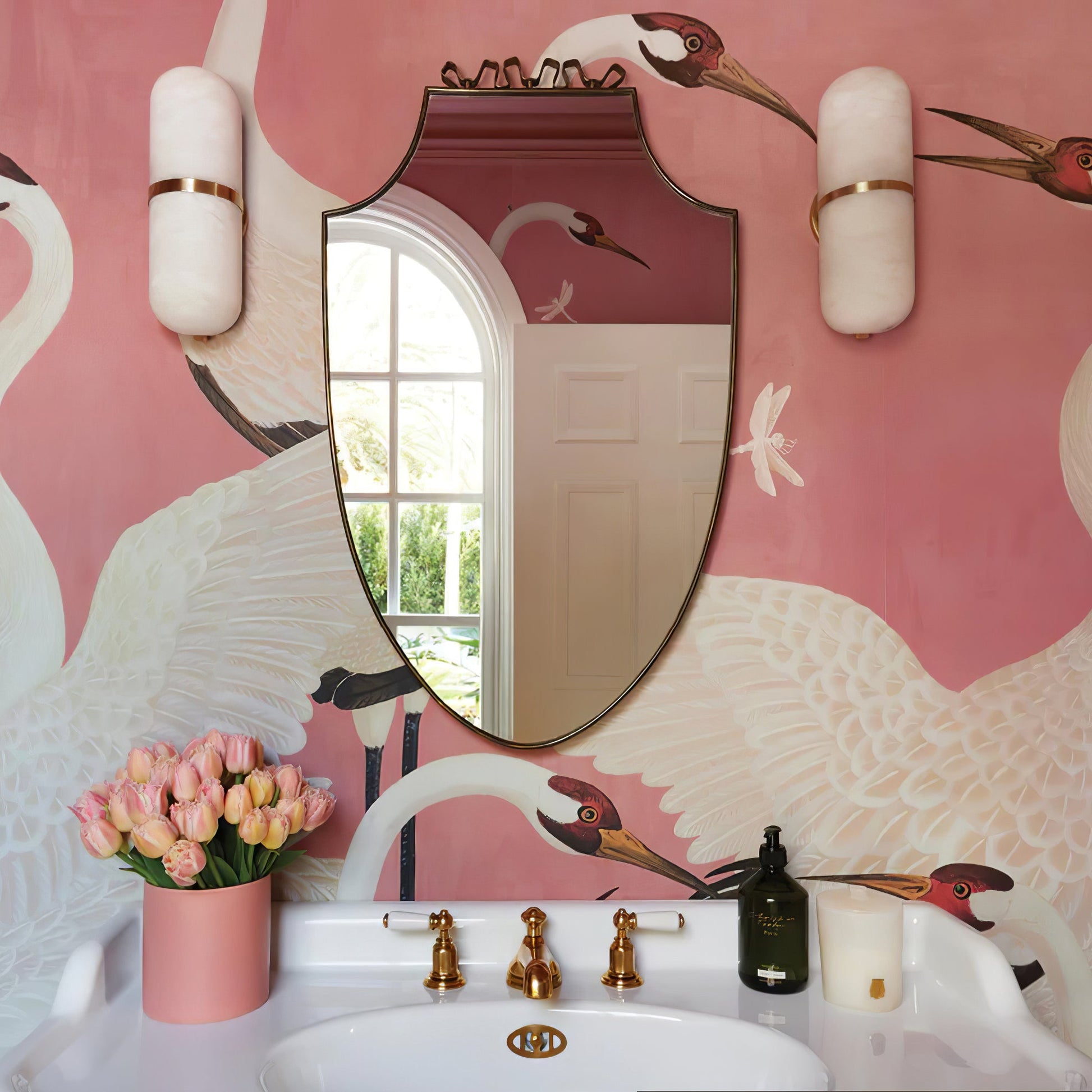 Alabaster Wall Light Fixture | Hand-Carved Natural Stone with Warm LED, Black or Brass Finish for Modern Indoor Accent Lighting