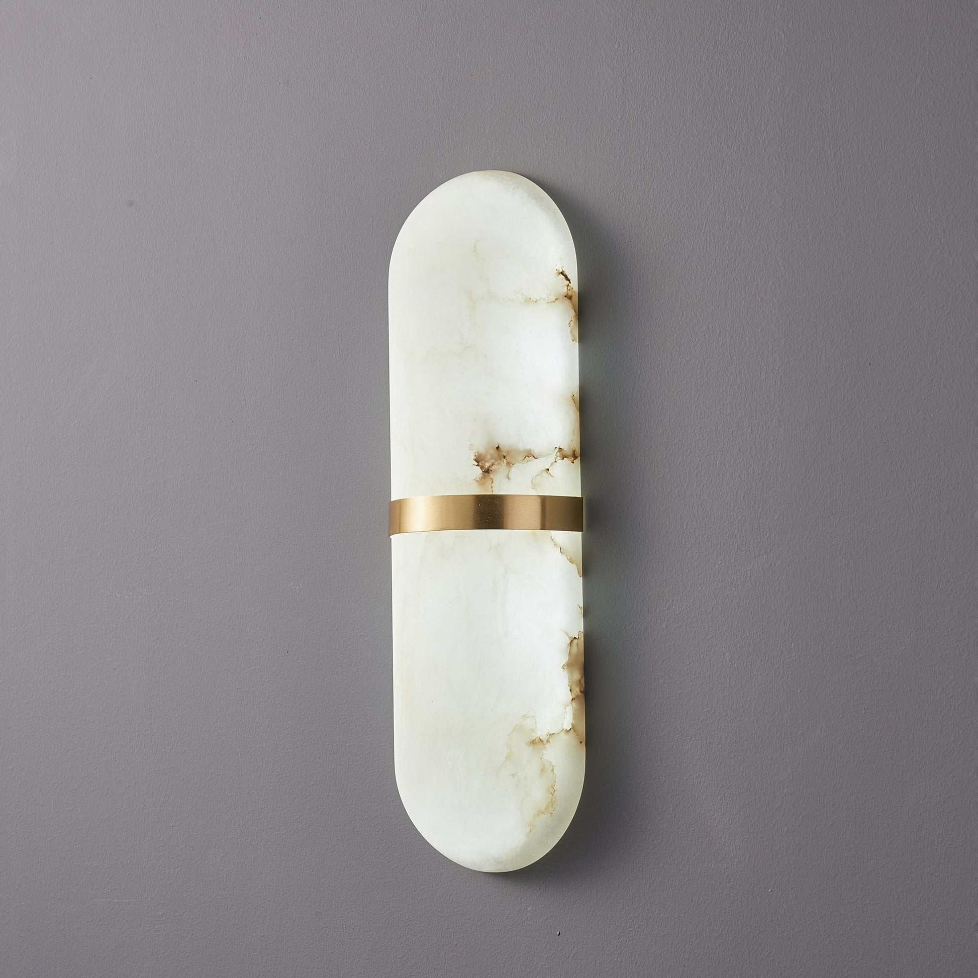 Alabaster Wall Light Fixture | Hand-Carved Natural Stone with Warm LED, Black or Brass Finish for Modern Indoor Accent Lighting