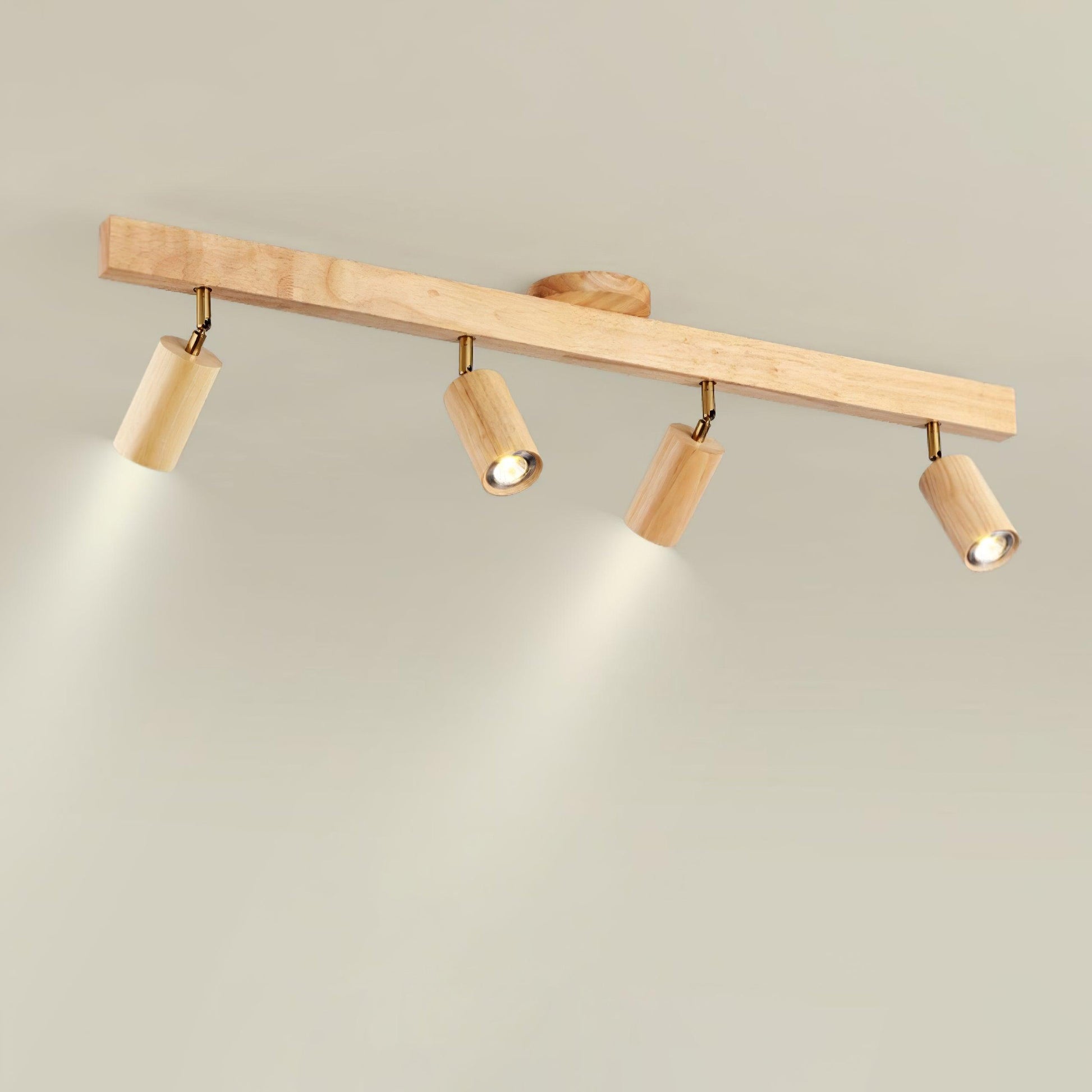 Wood Track Lighting Fixture - Adjustable LED Spotlight for Home, Kitchen, and Living Room