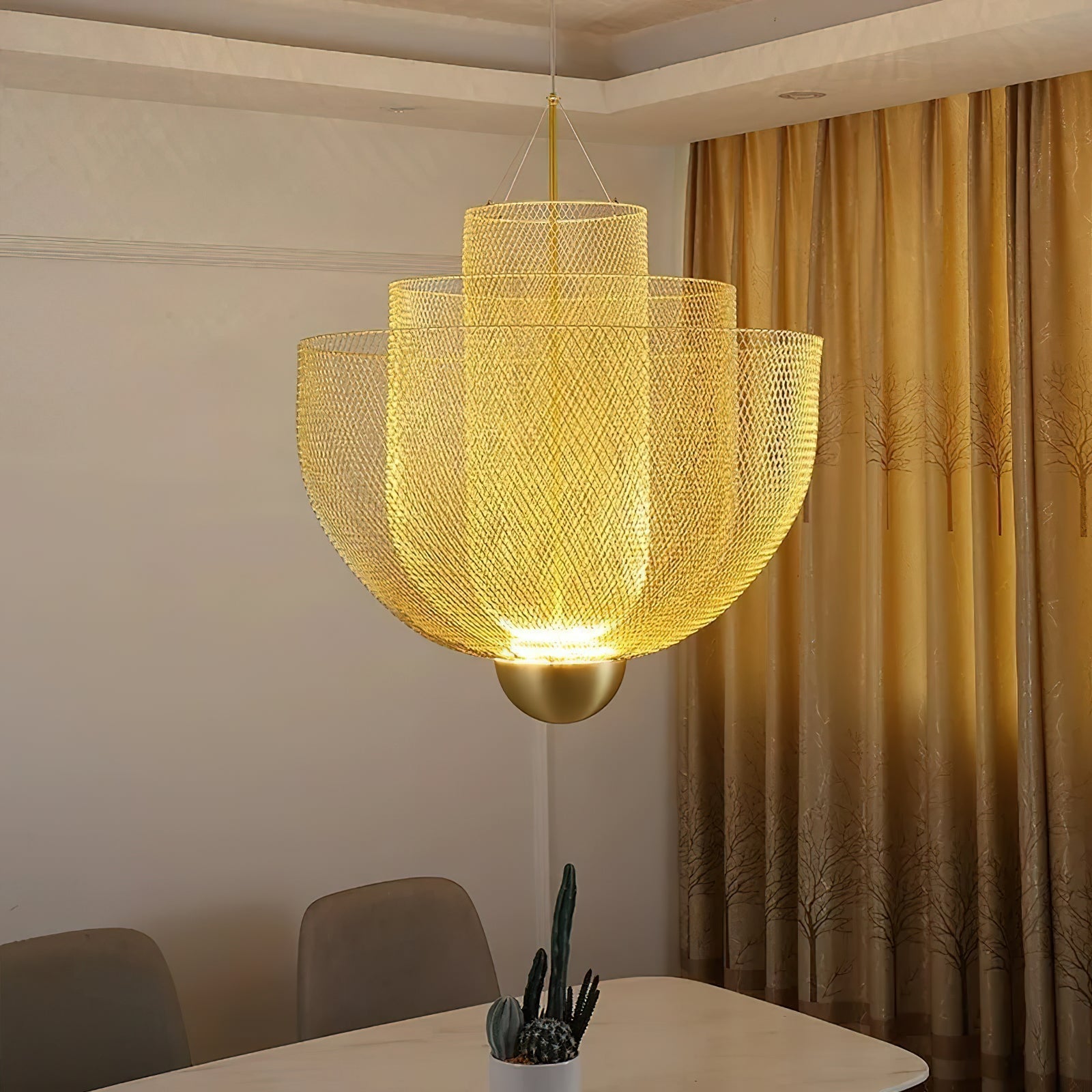 LED Mesh Chandelier Light Fixture - Modern Design for Living Room & Dining Room Lighting